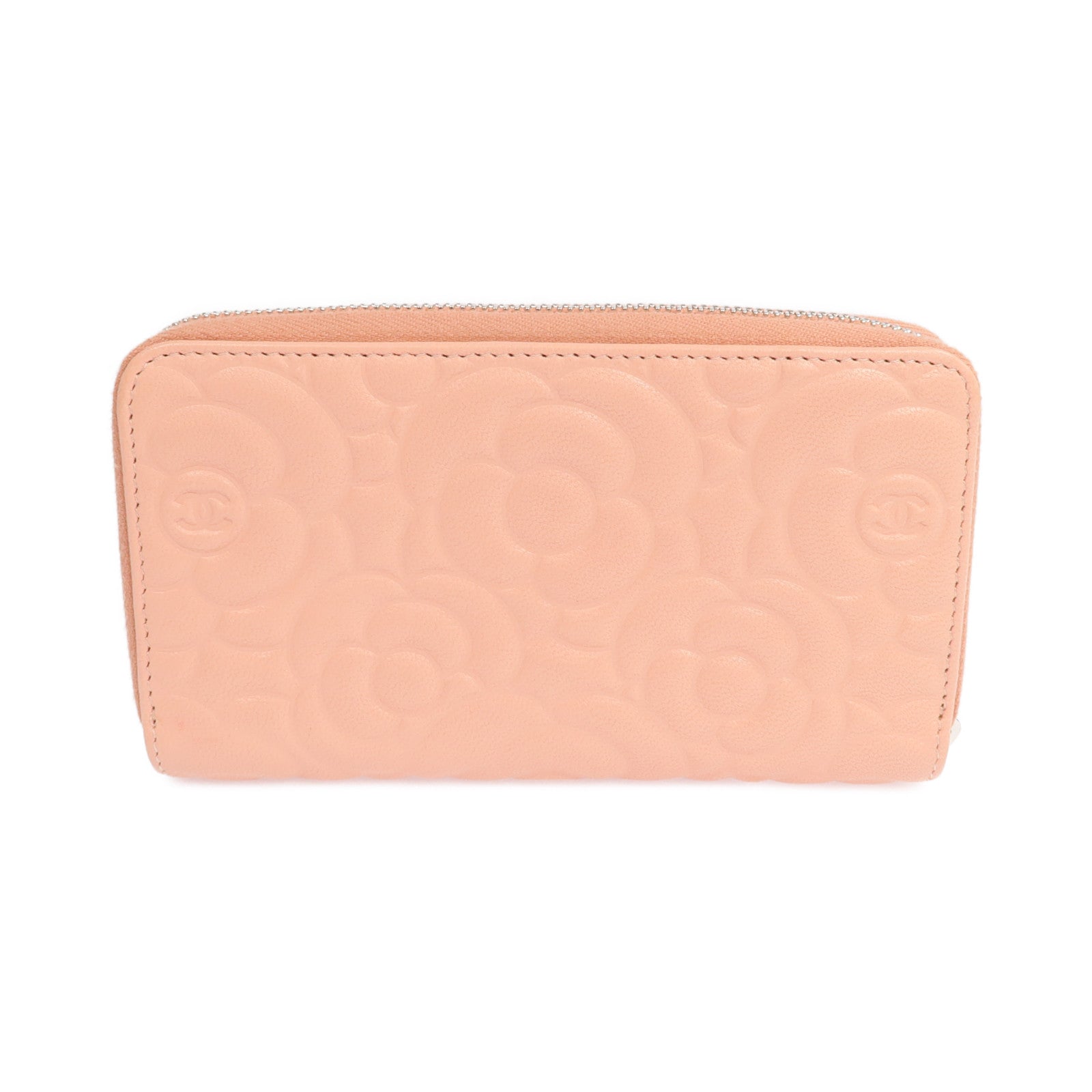 CHANEL 【激減優惠】羊皮皮革Zipper long Wallet銀扣長錢包