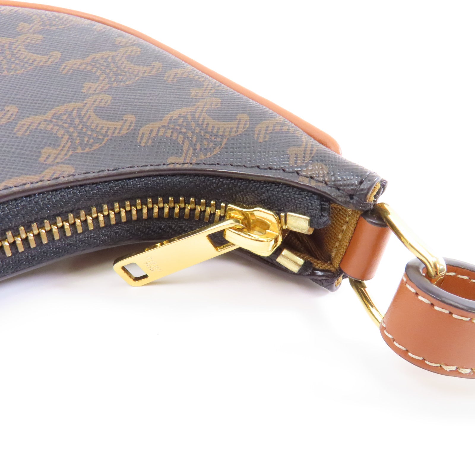 CELINE 【激減優惠】塗層帆布Ava Mini金扣手挽袋棕色