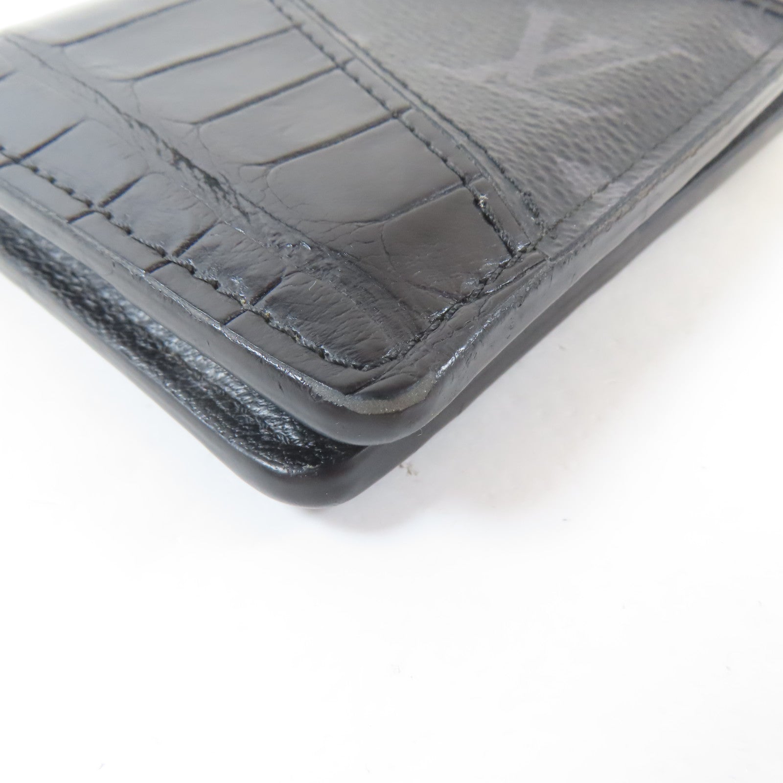 LOUIS VUITTON 牛皮皮革/鱷魚皮革/鴕鳥皮革Card Case卡片套黑色