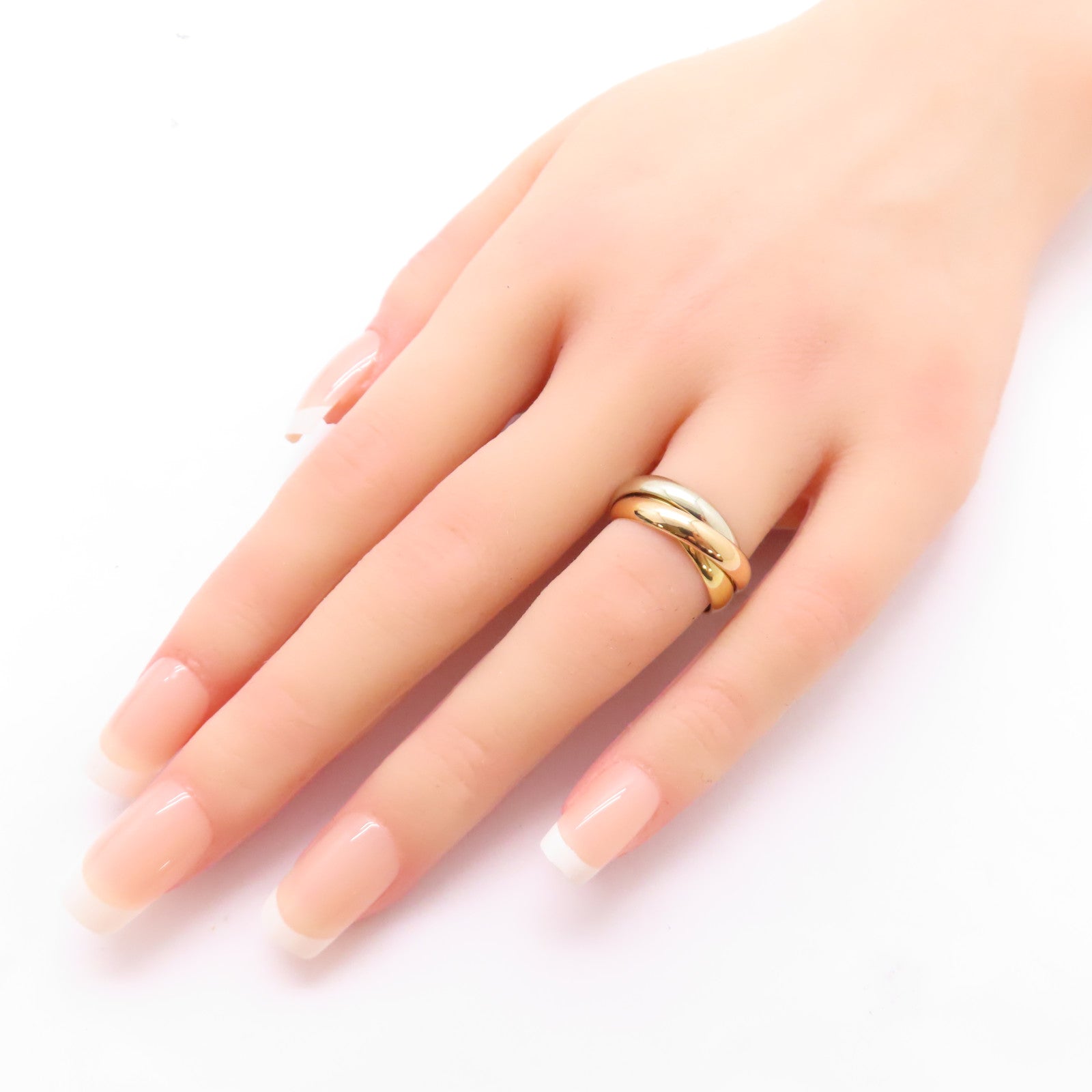 CARTIER 18K黃金/白金/玫瑰金Trinity Ring戒指US#6.75/Cartier#54