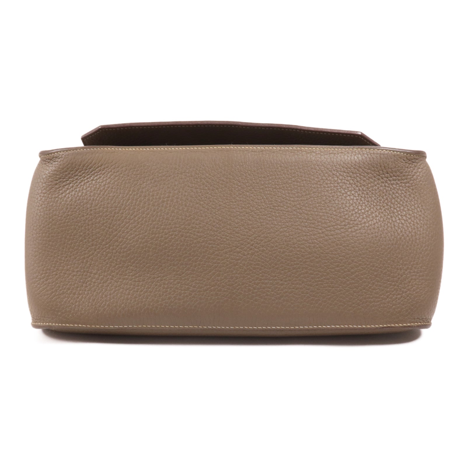 HERMES Clemence皮革Jypsiere銀扣肩背袋Etoupe