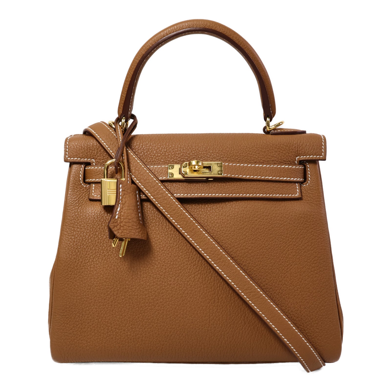 HERMES Togo皮革Kelly 25手挽肩背兩用袋Gold