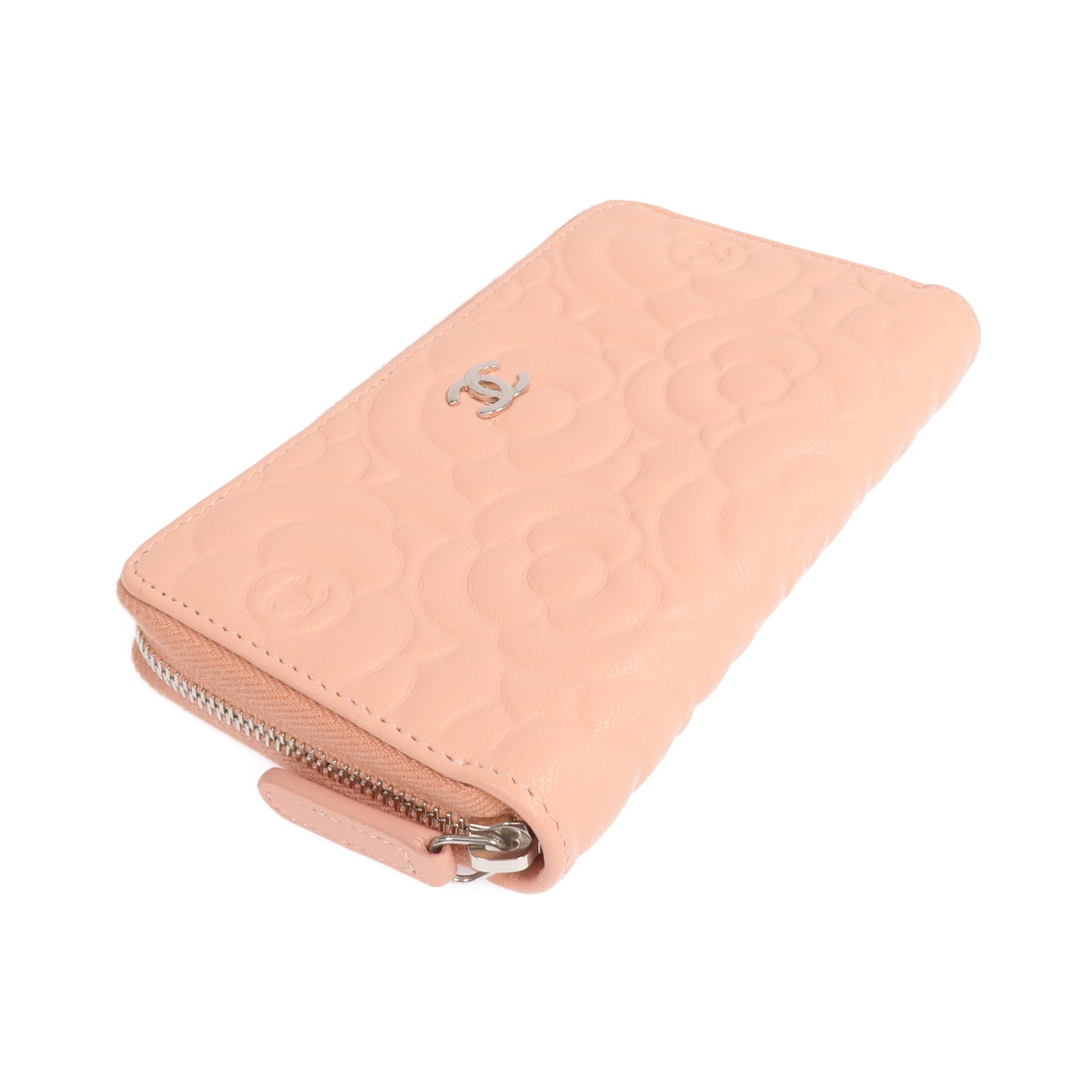 CHANEL 【激減優惠】羊皮皮革Zipper long Wallet銀扣長錢包