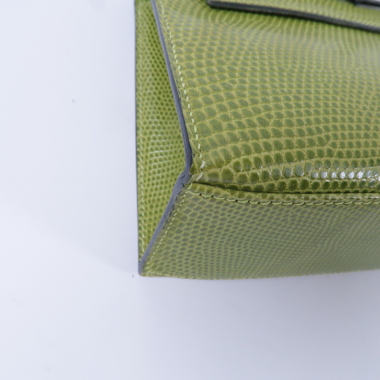HERMES 蜥蝪皮革Kelly Pochette手挽袋Vert Anis