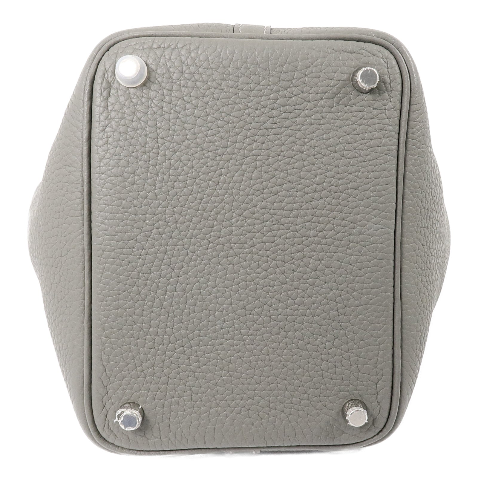 HERMES Clemence皮革Picotin PM手挽袋Gris Meyer