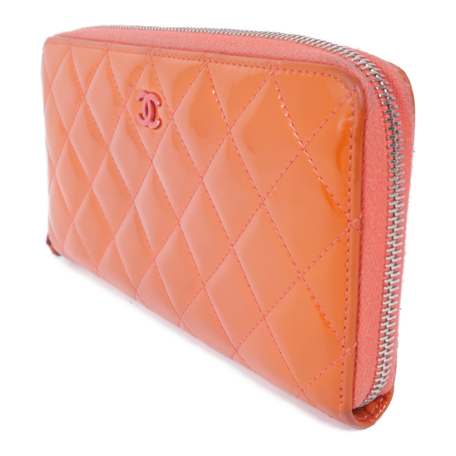 CHANEL 漆皮皮革Long Wallet銀扣長錢包