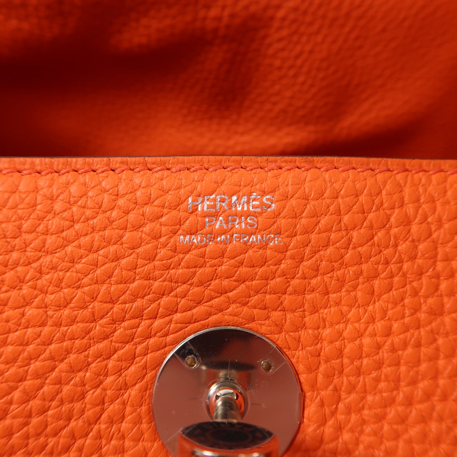 HERMES 【激減優惠】Clemence皮革Lindy 30銀扣手挽肩背兩用袋Feu