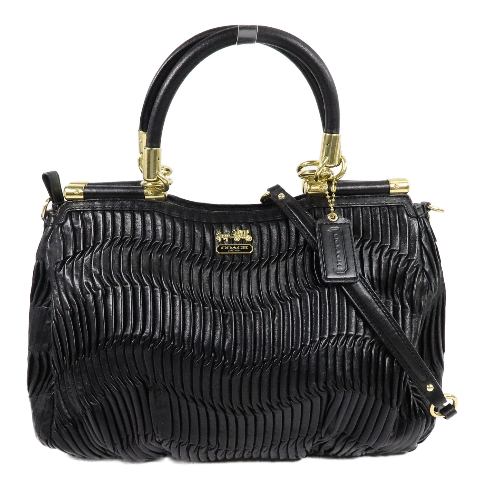 COACH 牛皮皮革Madison Carrie Satchel Bag手挽肩背兩用袋