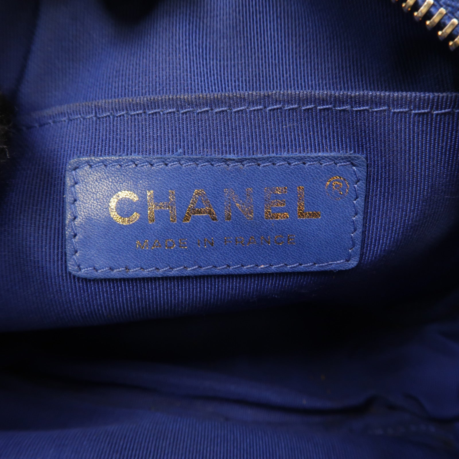 CHANEL 菱格牛皮皮革Chain Shoulder金扣鏈帶肩背袋藍色