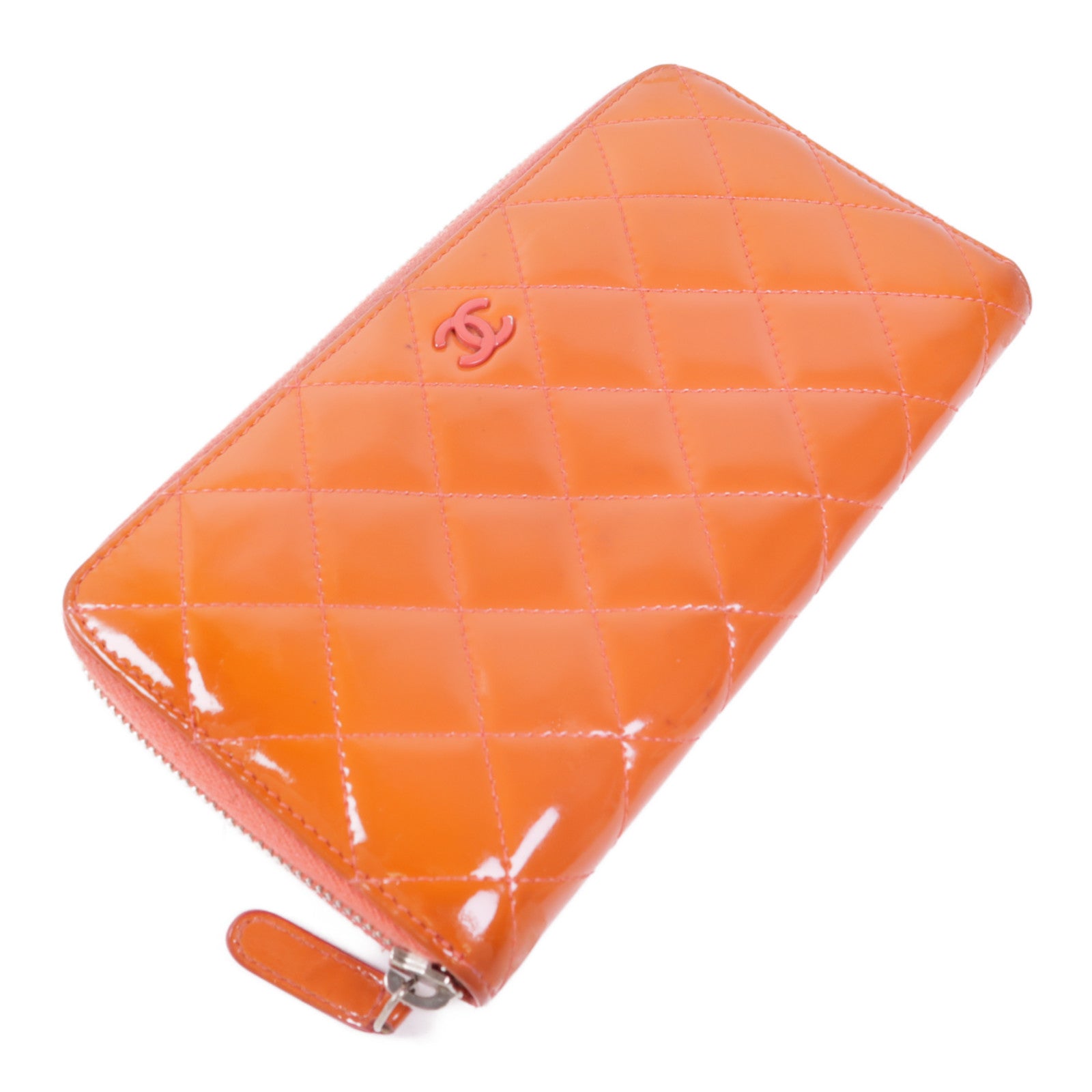 CHANEL 漆皮皮革Long Wallet銀扣長錢包