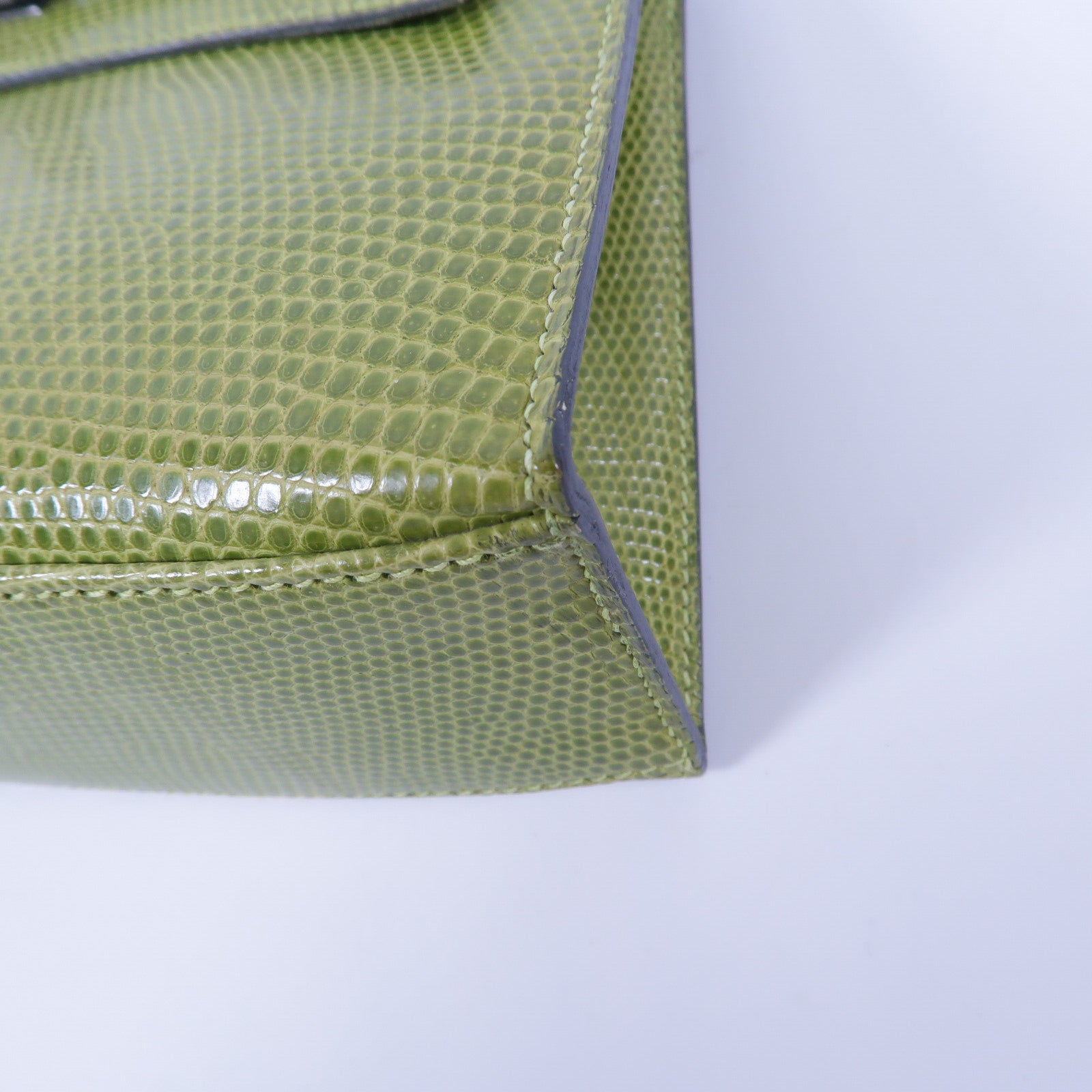 HERMES 蜥蝪皮革Kelly Pochette手挽袋Vert Anis