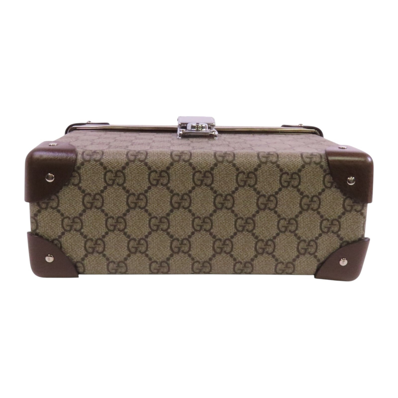 GUCCI 塗層帆布GG Beauty Case銀扣手挽肩背兩用袋