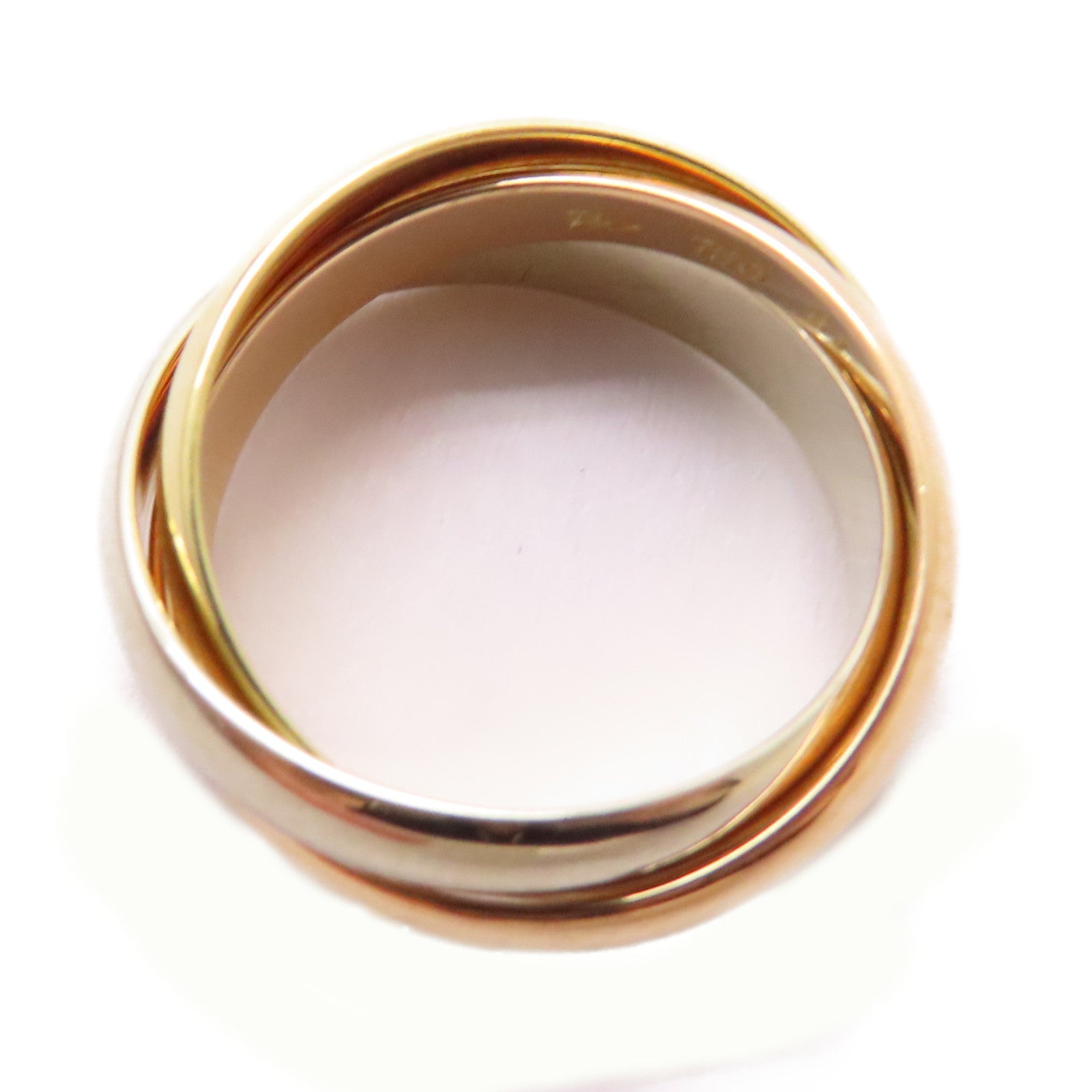 CARTIER 18K黃金/白金/玫瑰金Trinity戒指US#5.75/Cartier#51