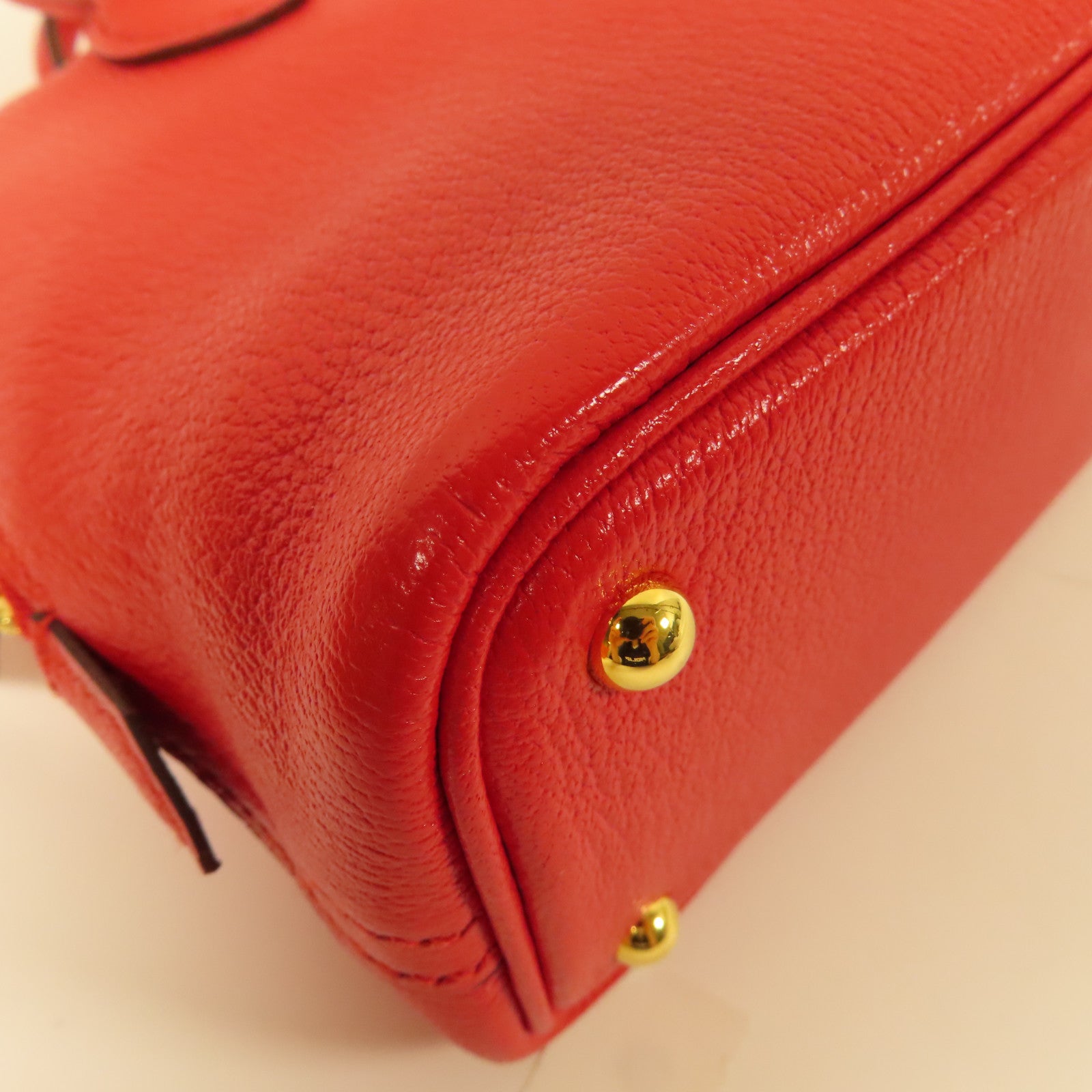 HERMES GHW Bolide 1923 Mini 2way Shoulder Bag Chevre Leather Rouge De Coeur