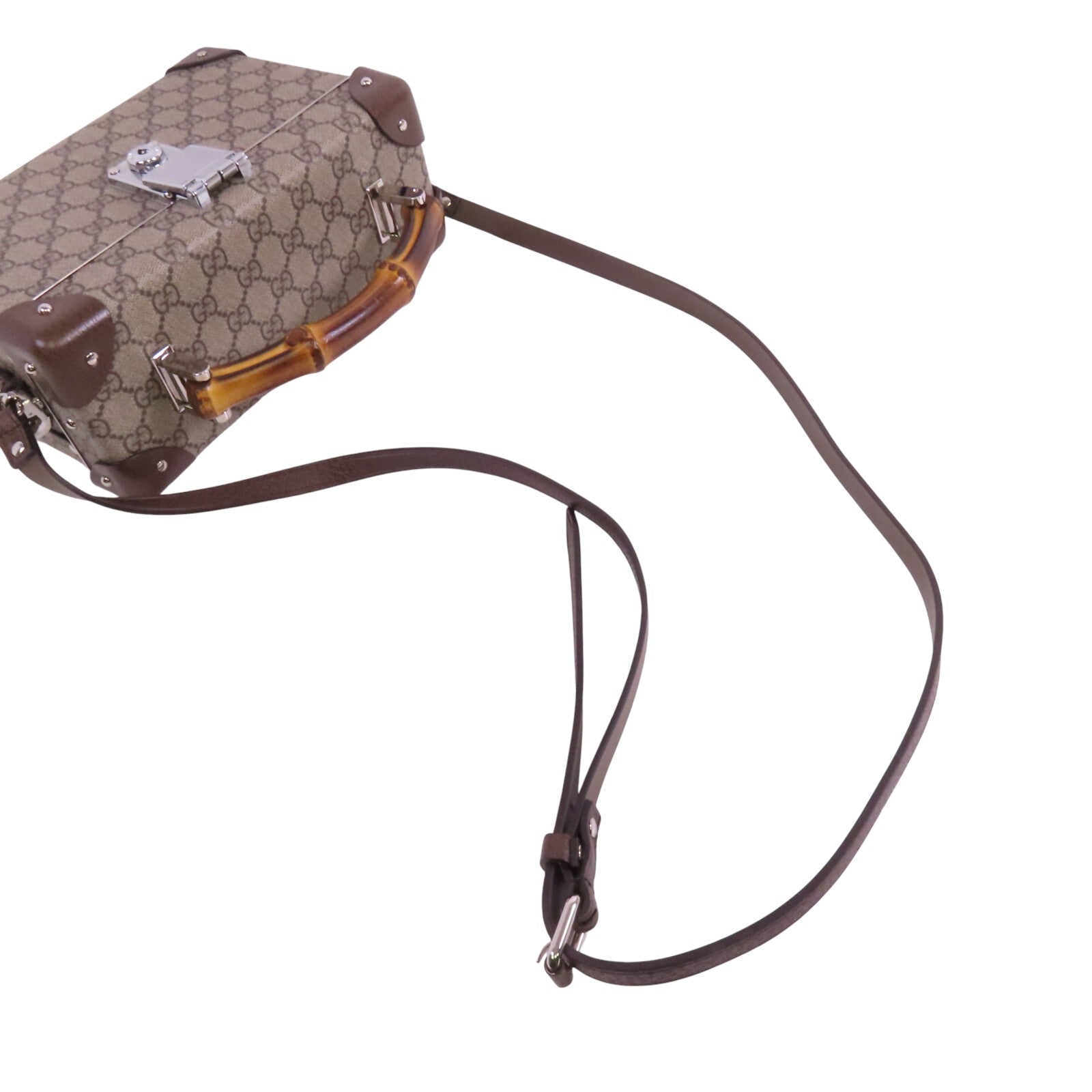 GUCCI 塗層帆布GG Beauty Case銀扣手挽肩背兩用袋