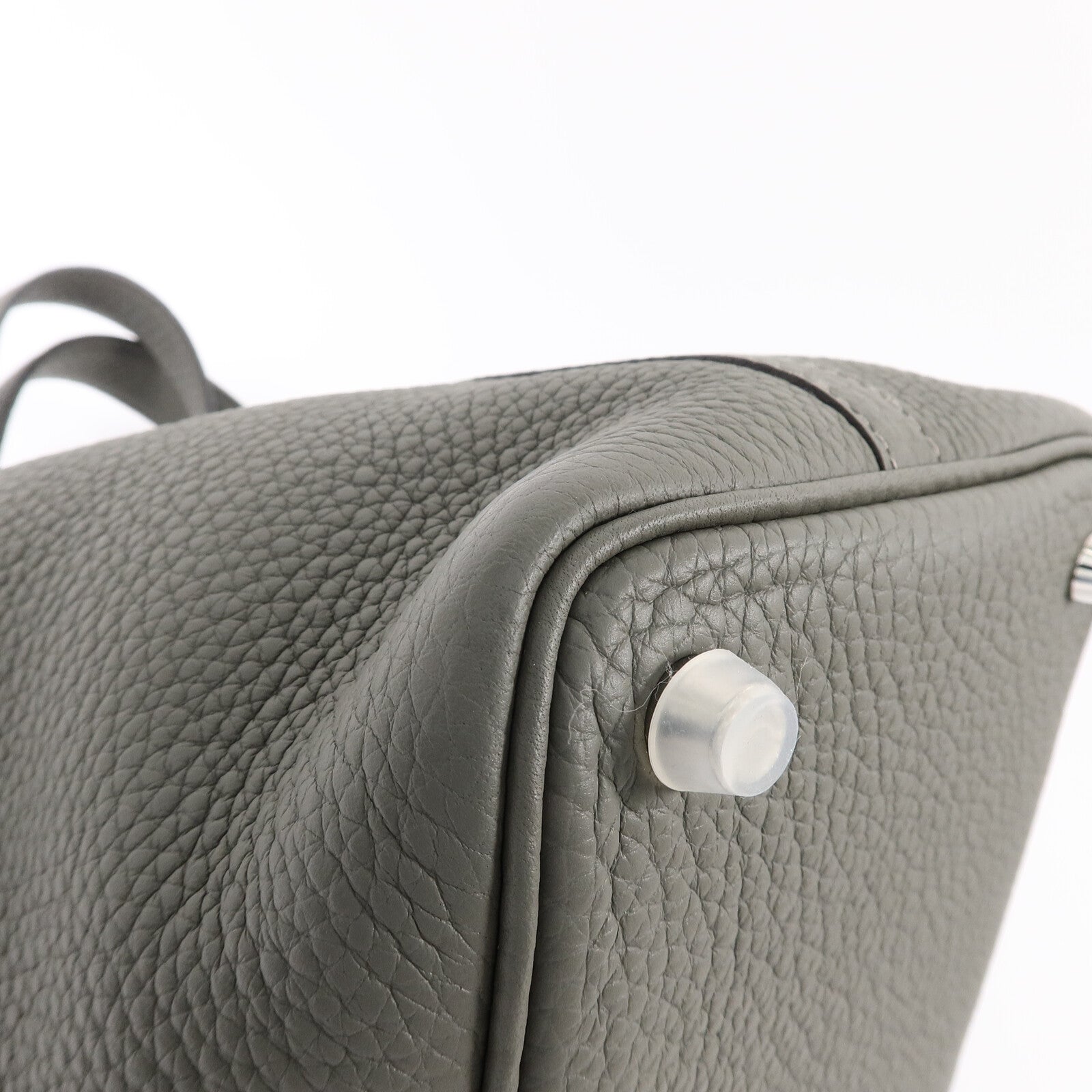 HERMES Clemence皮革Picotin PM手挽袋Gris Meyer