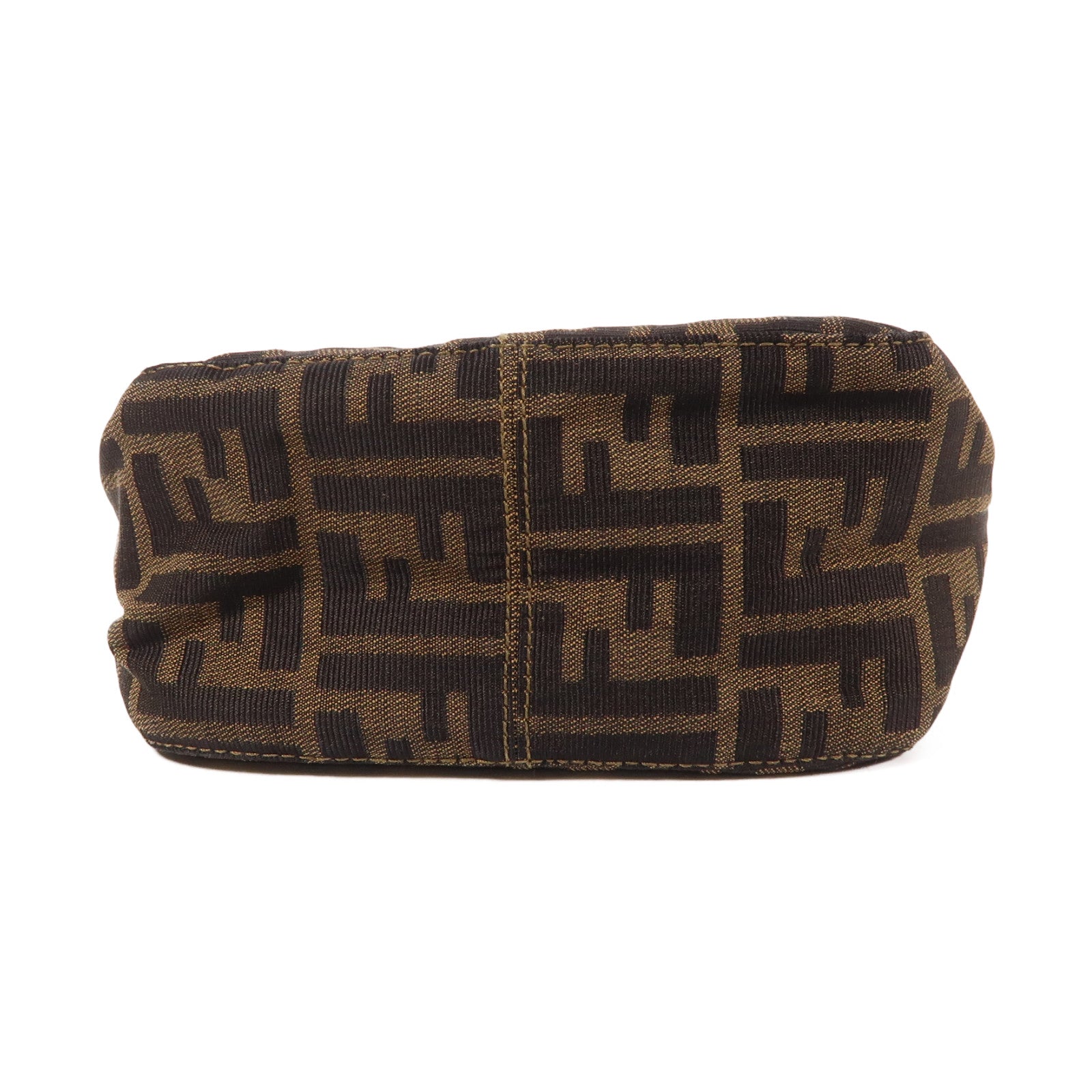 FENDI 帆布Zucca Mini金扣手挽袋啡色