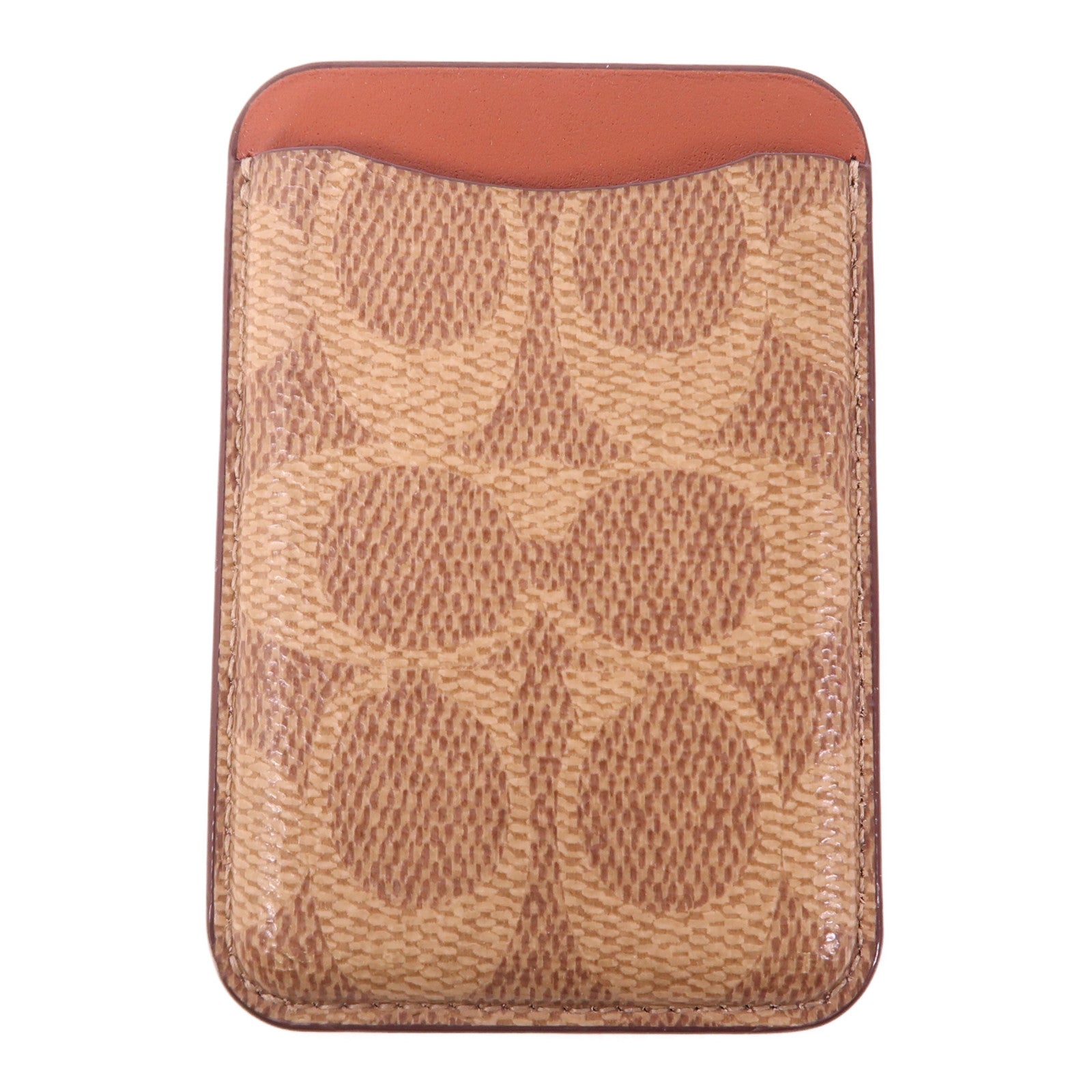 COACH Essential Magnetic Card Wallet Coated Canvas Brown