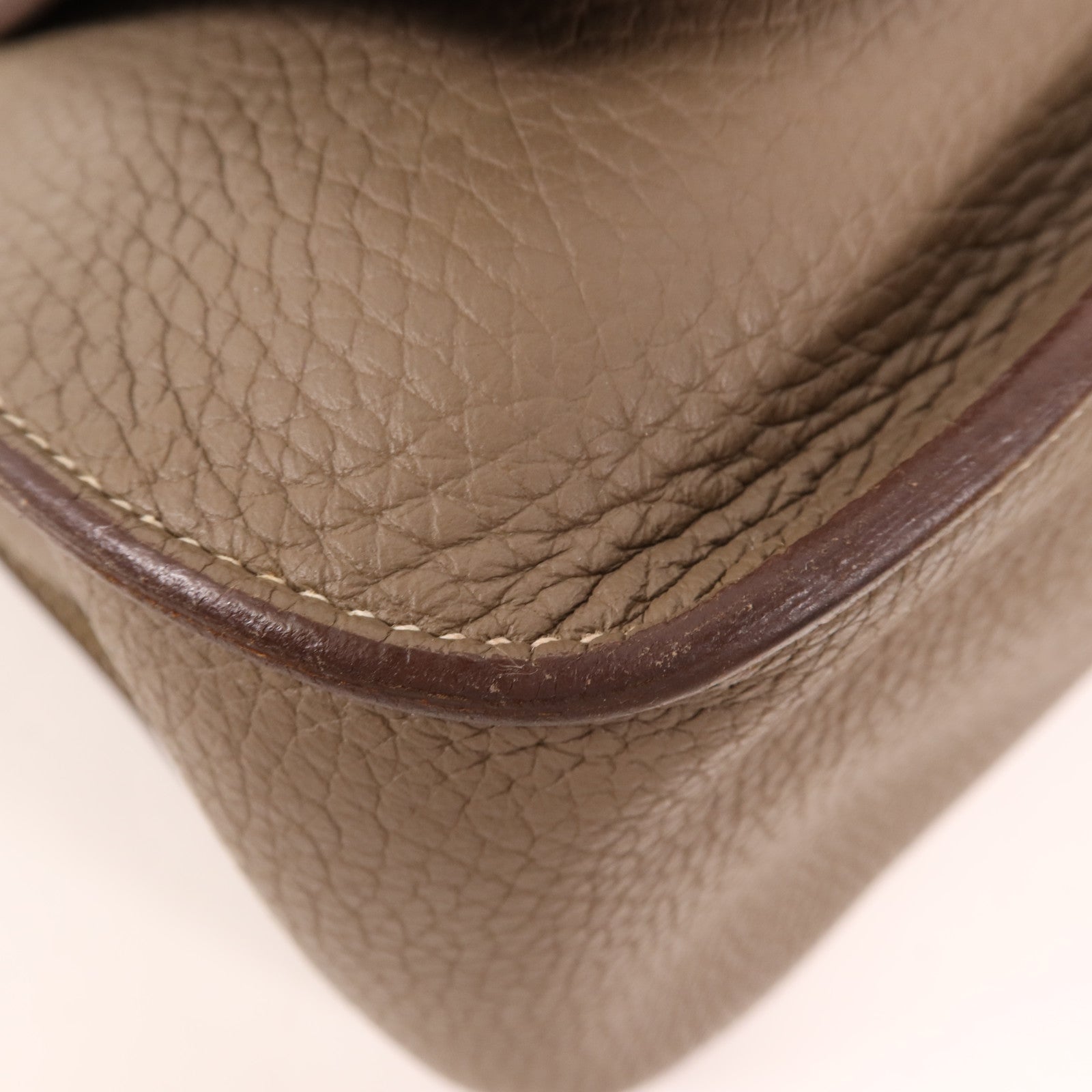 HERMES Clemence皮革Jypsiere銀扣肩背袋Etoupe