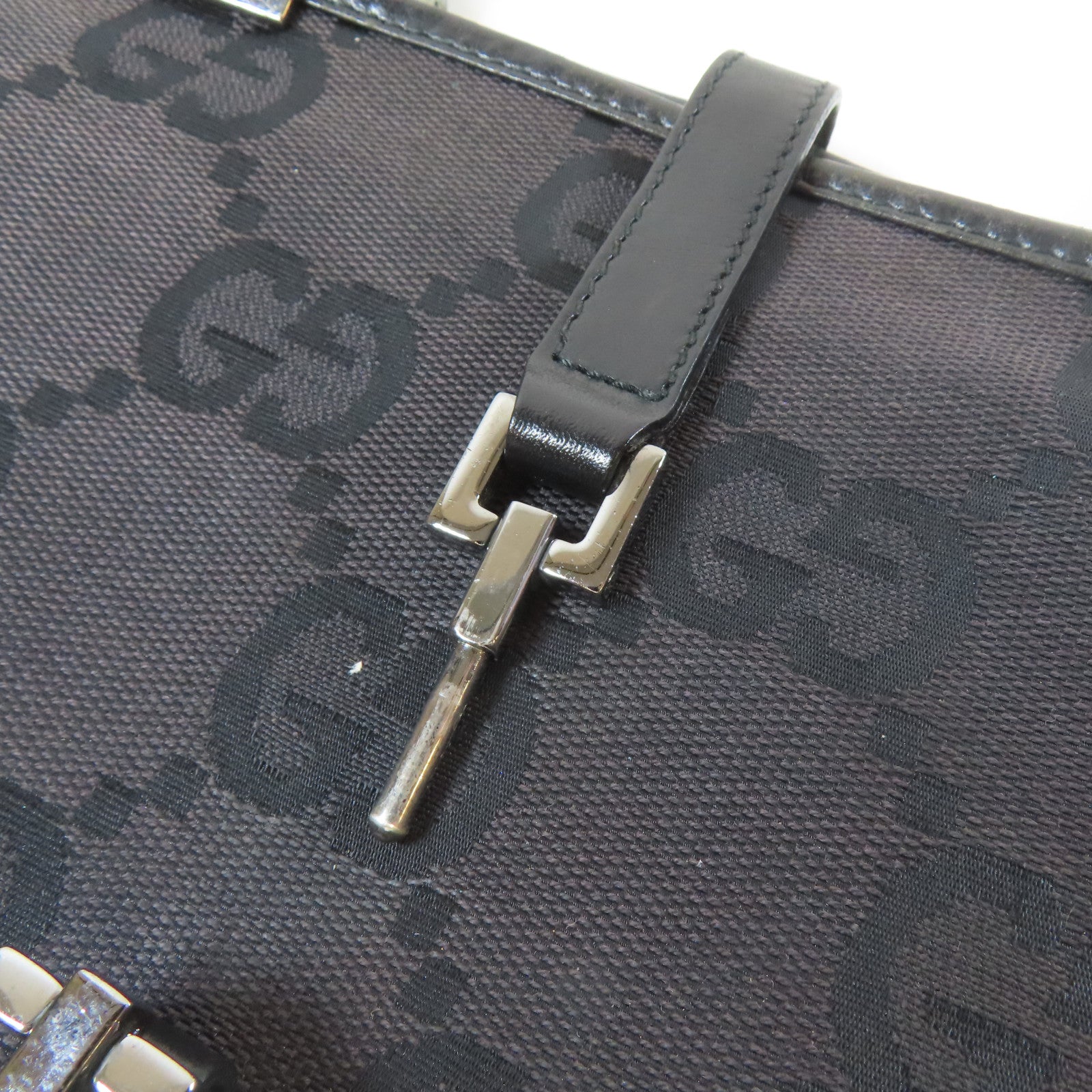 GUCCI 【激減優惠】帆布Hand Bag銀扣手挽袋黑色
