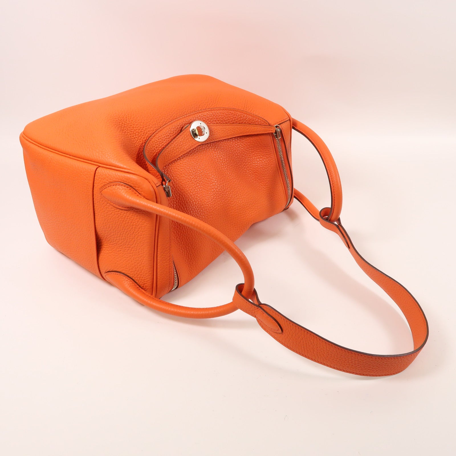 HERMES 【激減優惠】Clemence皮革Lindy 30銀扣手挽肩背兩用袋Feu