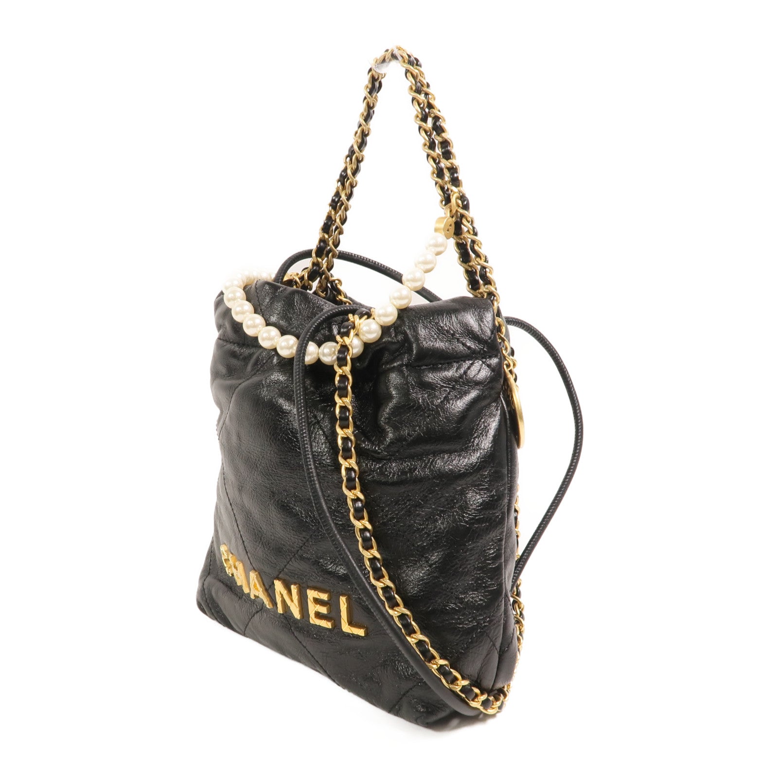 CHANEL 牛皮皮革Chanel 22 Mini With Pearl金扣手挽肩背兩用袋