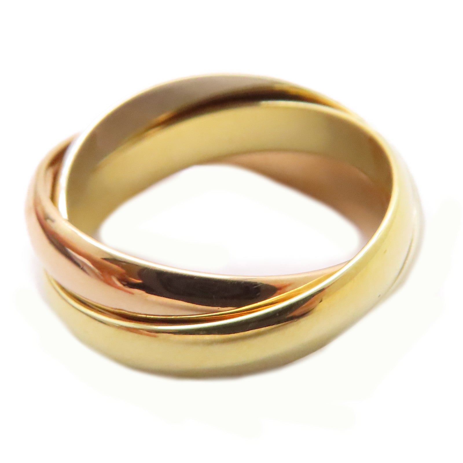 CARTIER 18K黃金/白金/玫瑰金Trinity戒指US#5.75/Cartier#51