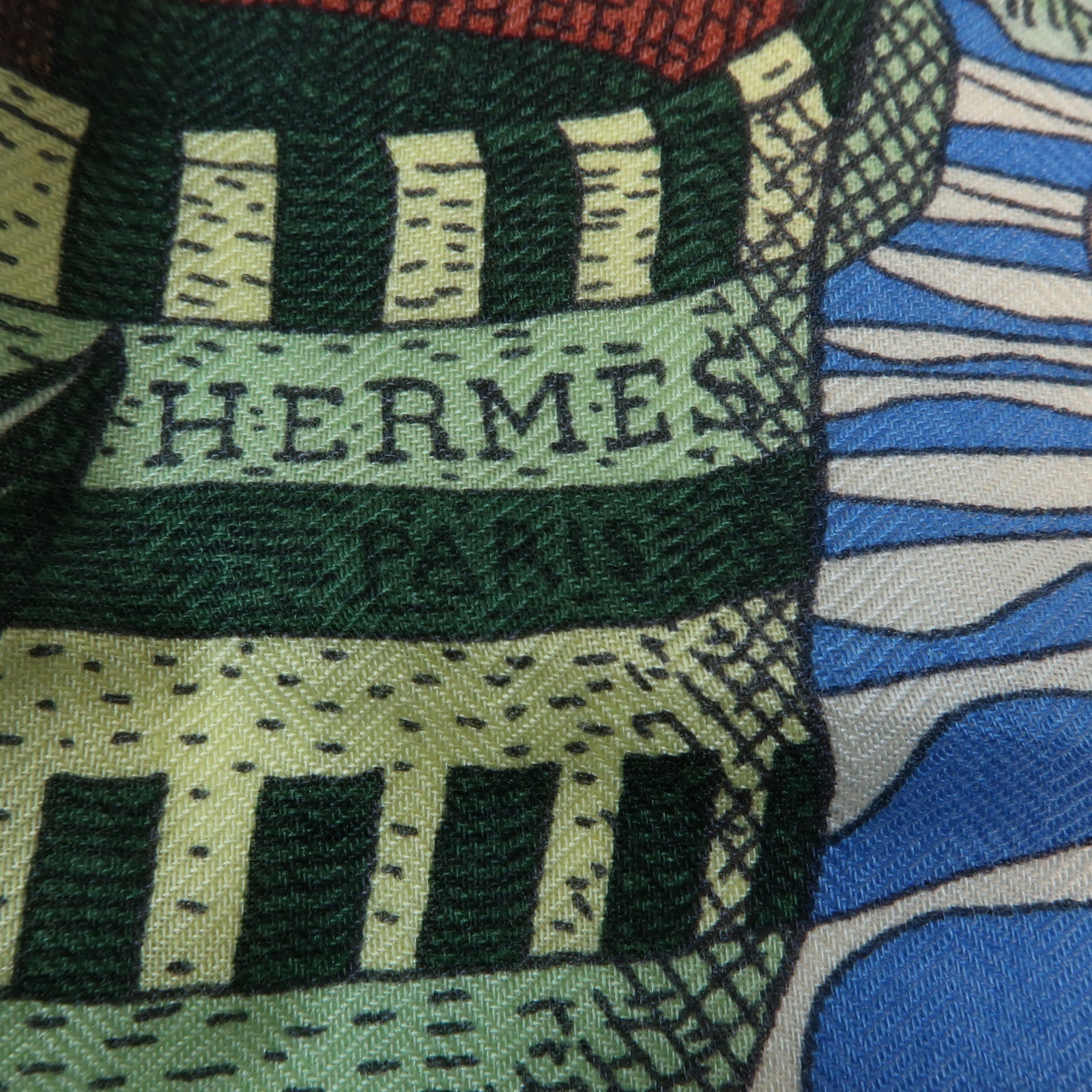 HERMES 羊絨Scarf圍巾Blue/Green