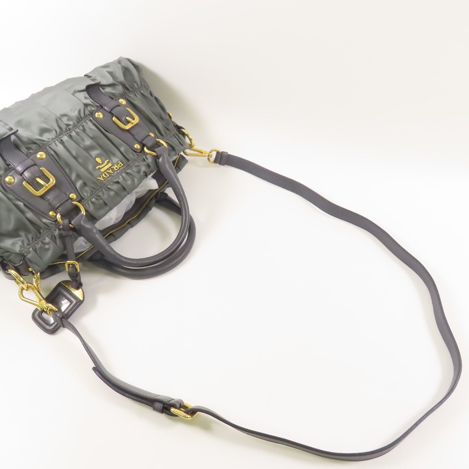 PRADA 尼龍2wayショルダーバッグ金扣手挽肩背兩用袋