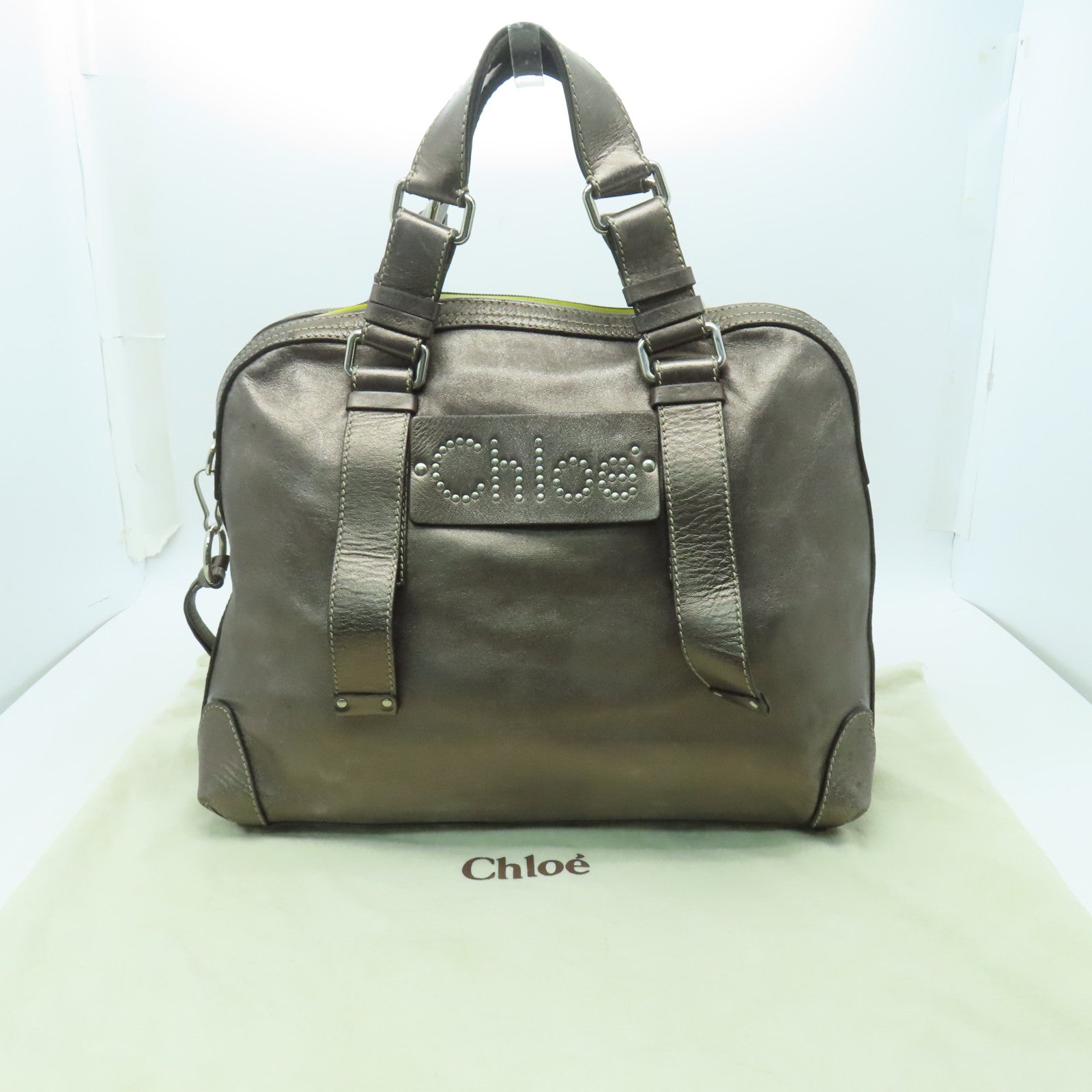 Chloe 【激減優惠】羊皮皮革Shoulder Bag銀扣肩背袋銅色