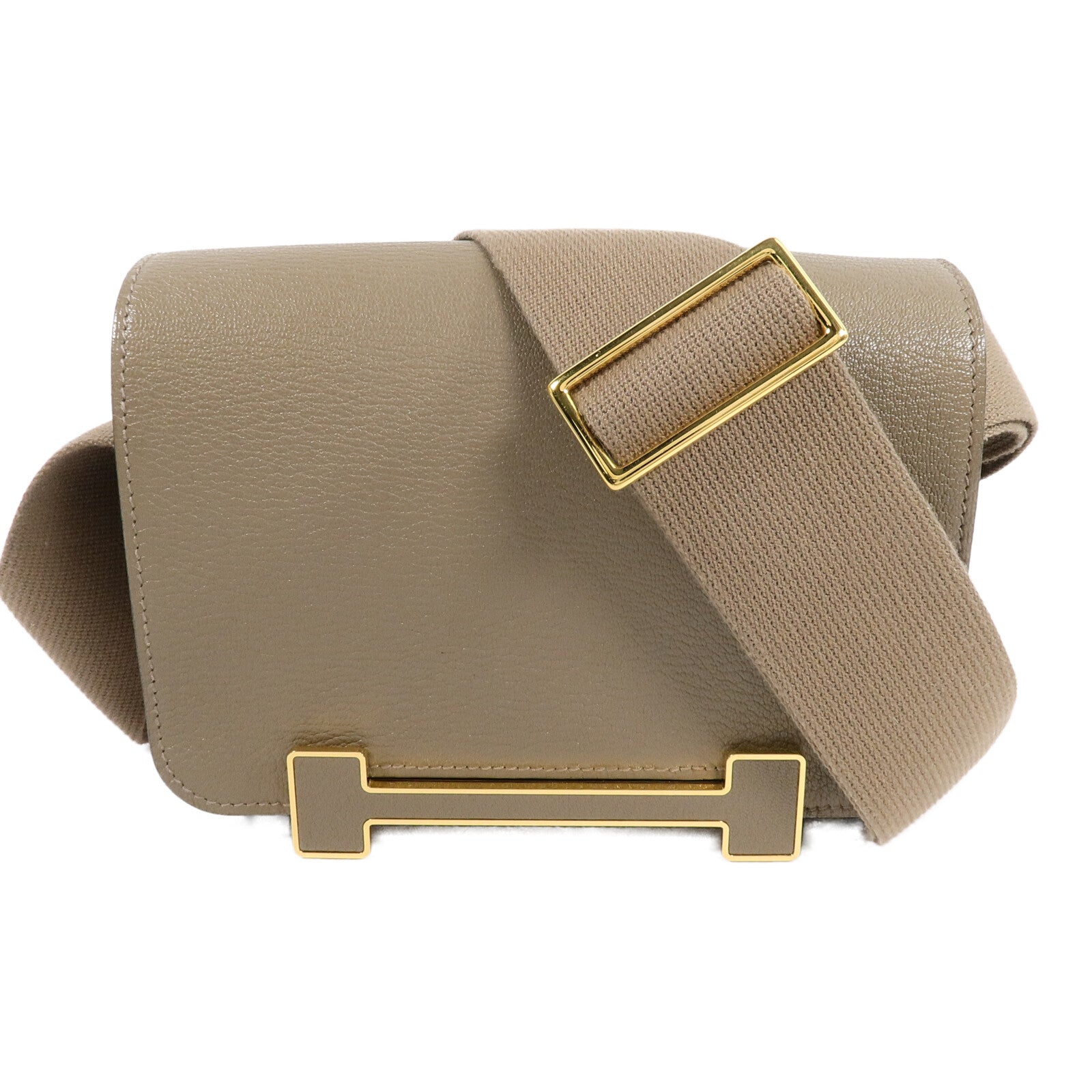 HERMES Chevre皮革Geta肩背袋Etoupe