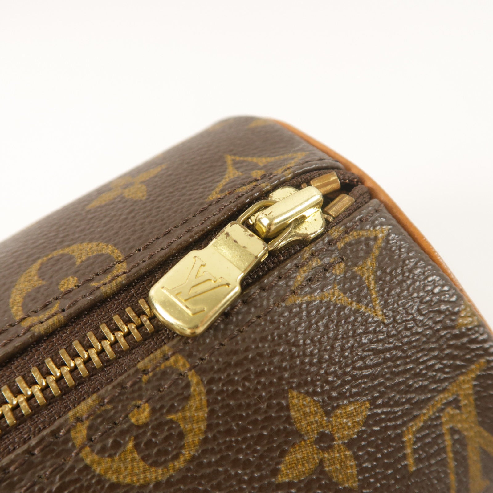LOUIS VUITTON Monogram Papillon金扣手挽袋棕色