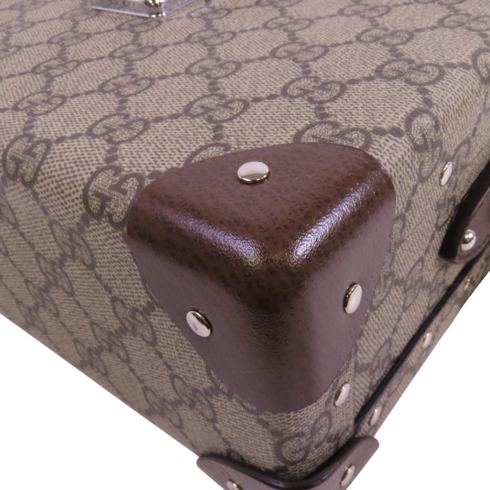 GUCCI 塗層帆布GG Beauty Case銀扣手挽肩背兩用袋