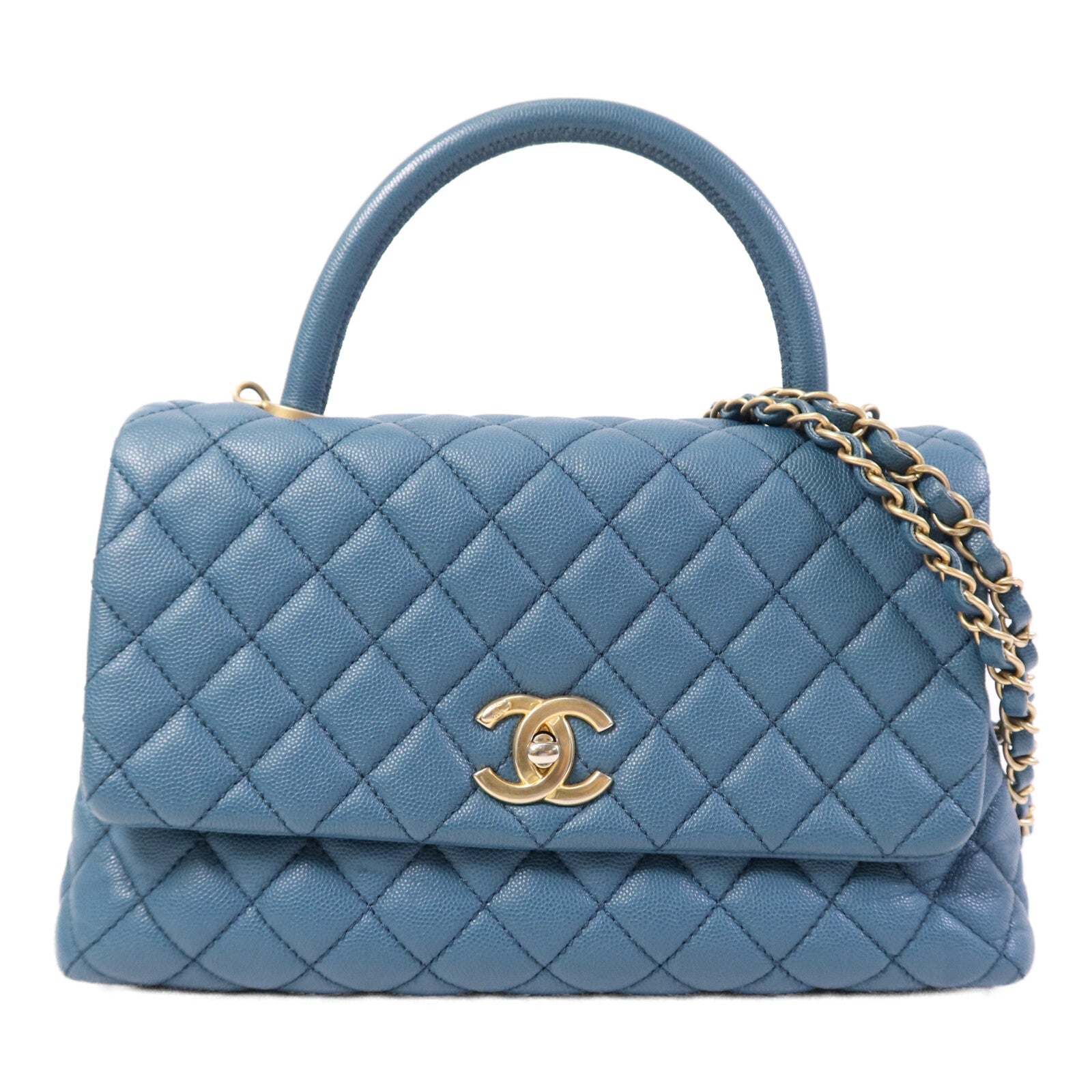 CHANEL 【激減優惠】牛皮皮革Coco Handle金扣鏈帶手挽肩背兩用袋