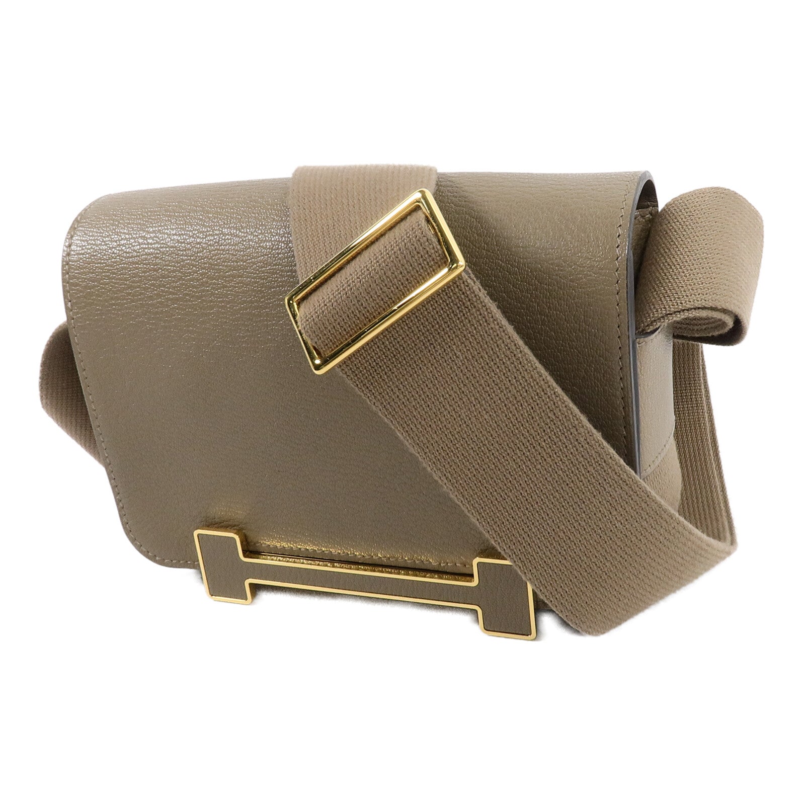 HERMES Chevre皮革Geta肩背袋Etoupe