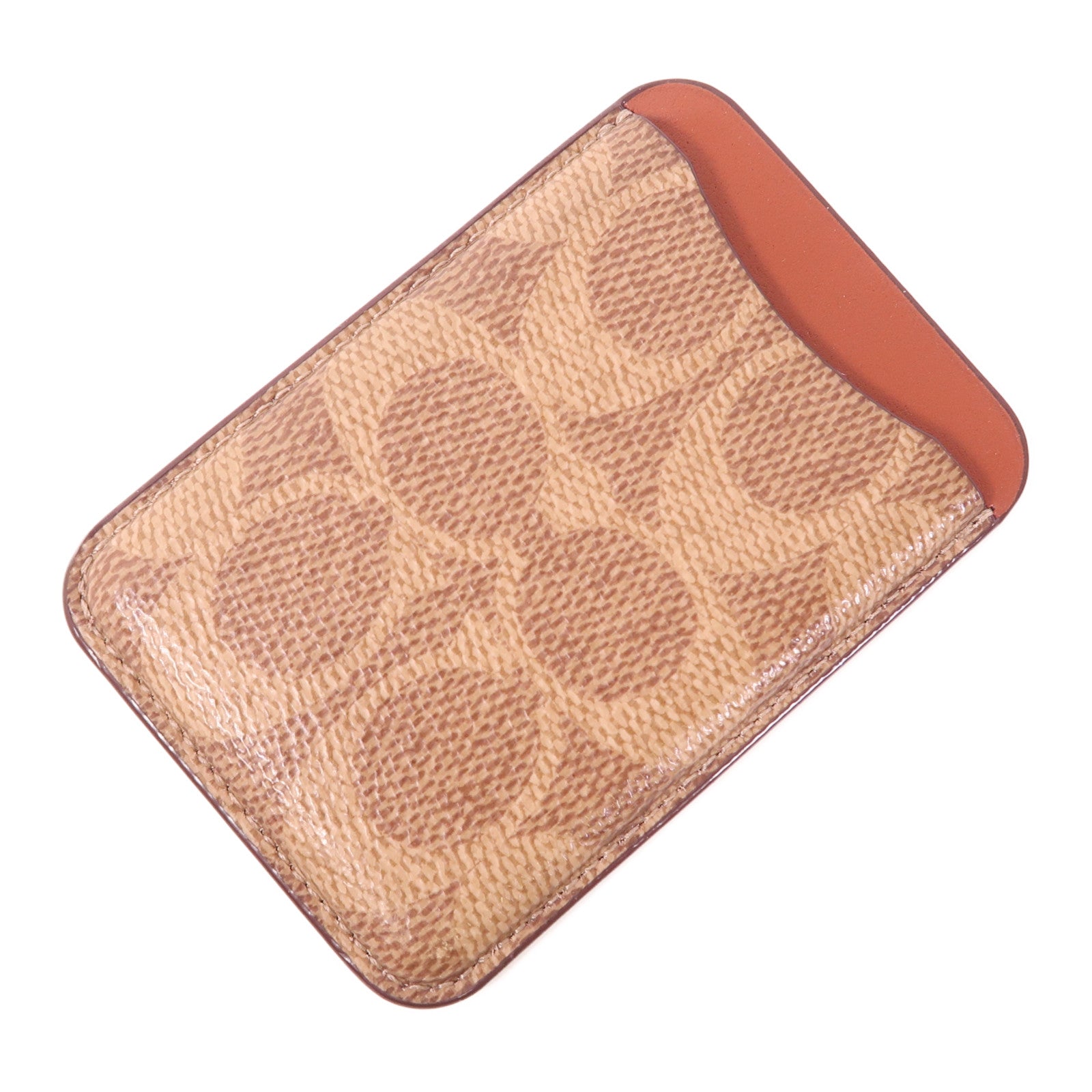 COACH Essential Magnetic Card Wallet Coated Canvas Brown
