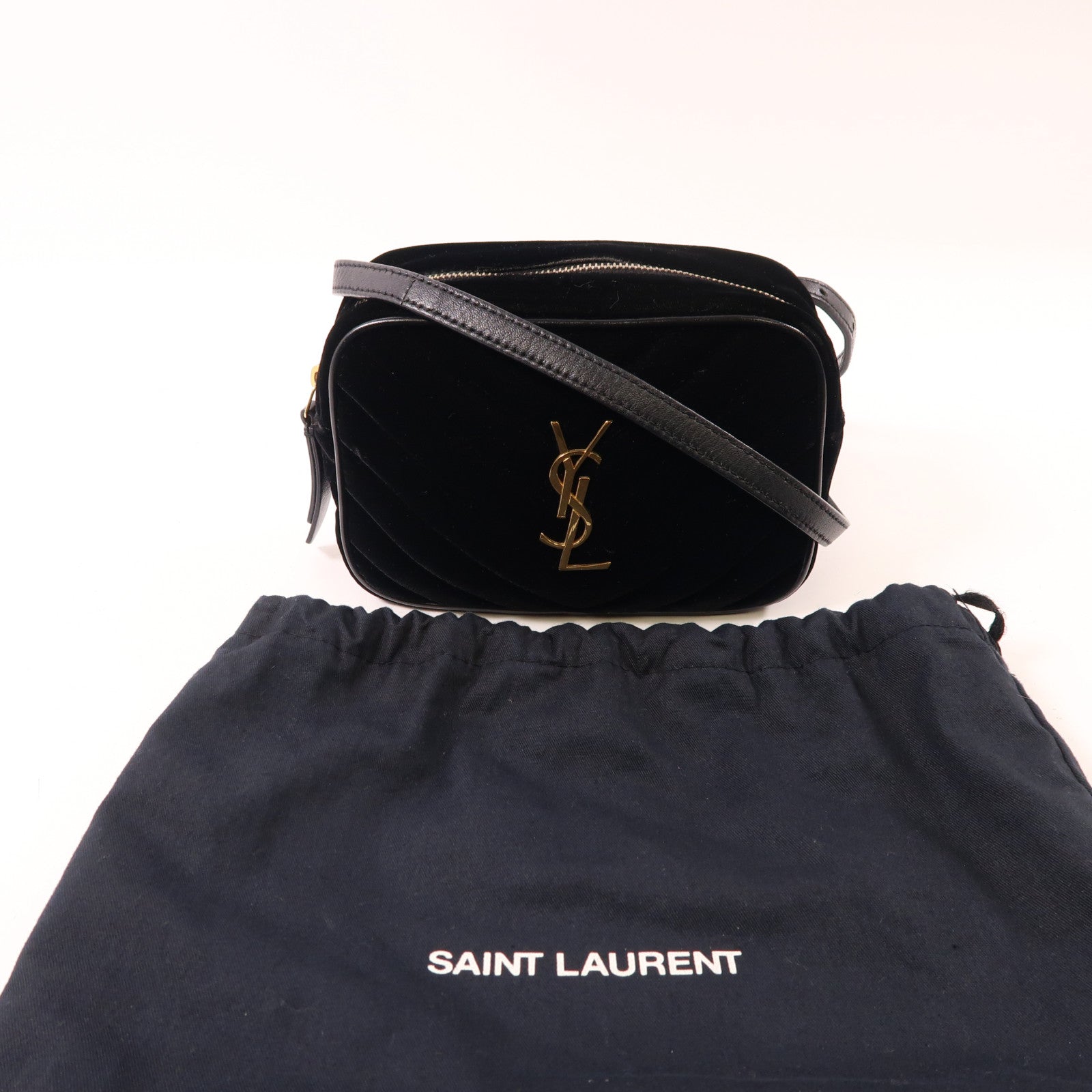 YVES SAINT LAURENT 絨布Lou Belt Bag金扣腰包