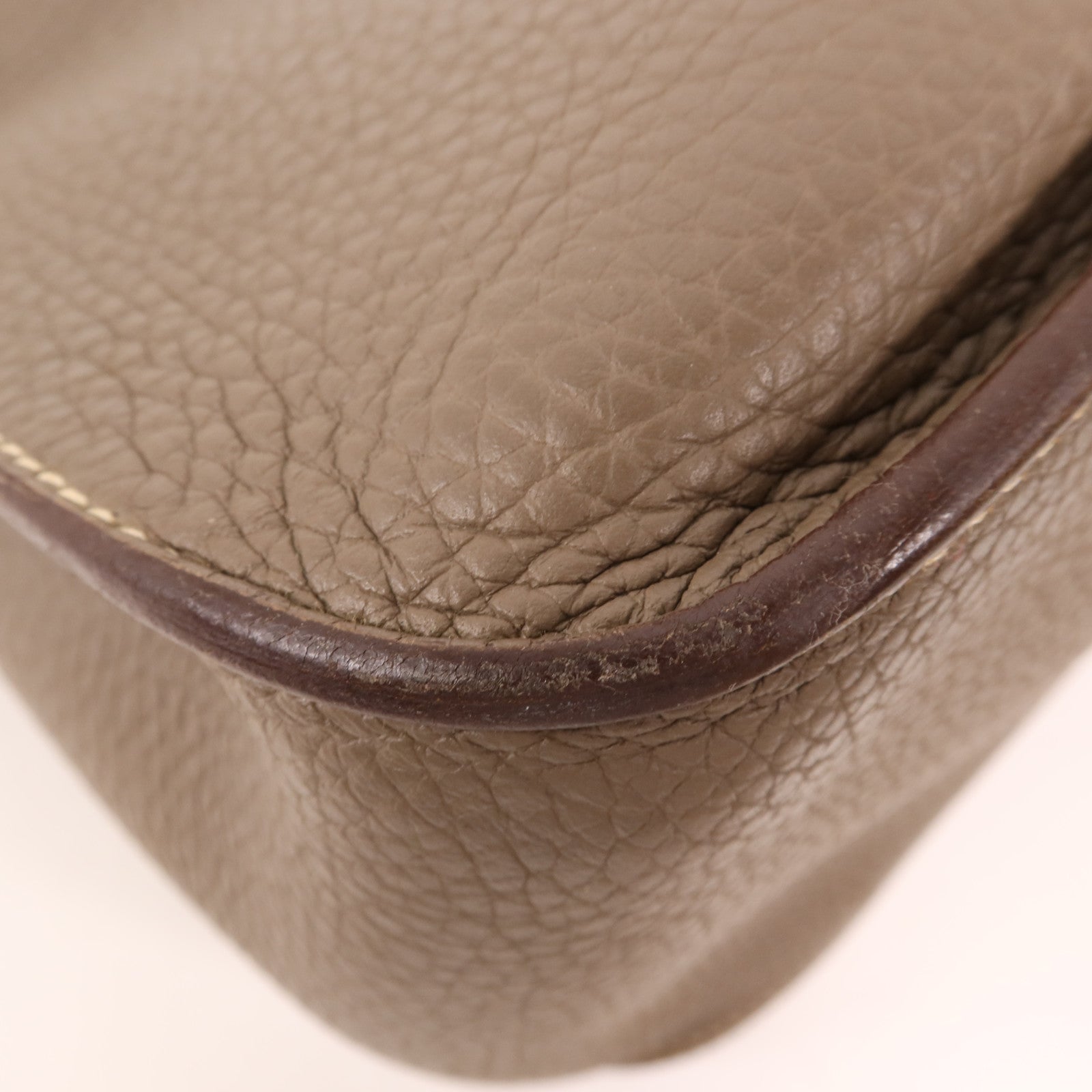 HERMES Clemence皮革Jypsiere銀扣肩背袋Etoupe