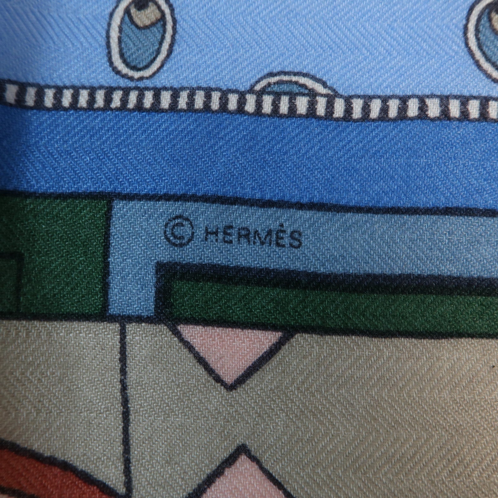 HERMES 羊絨Scarf圍巾Blue/Green
