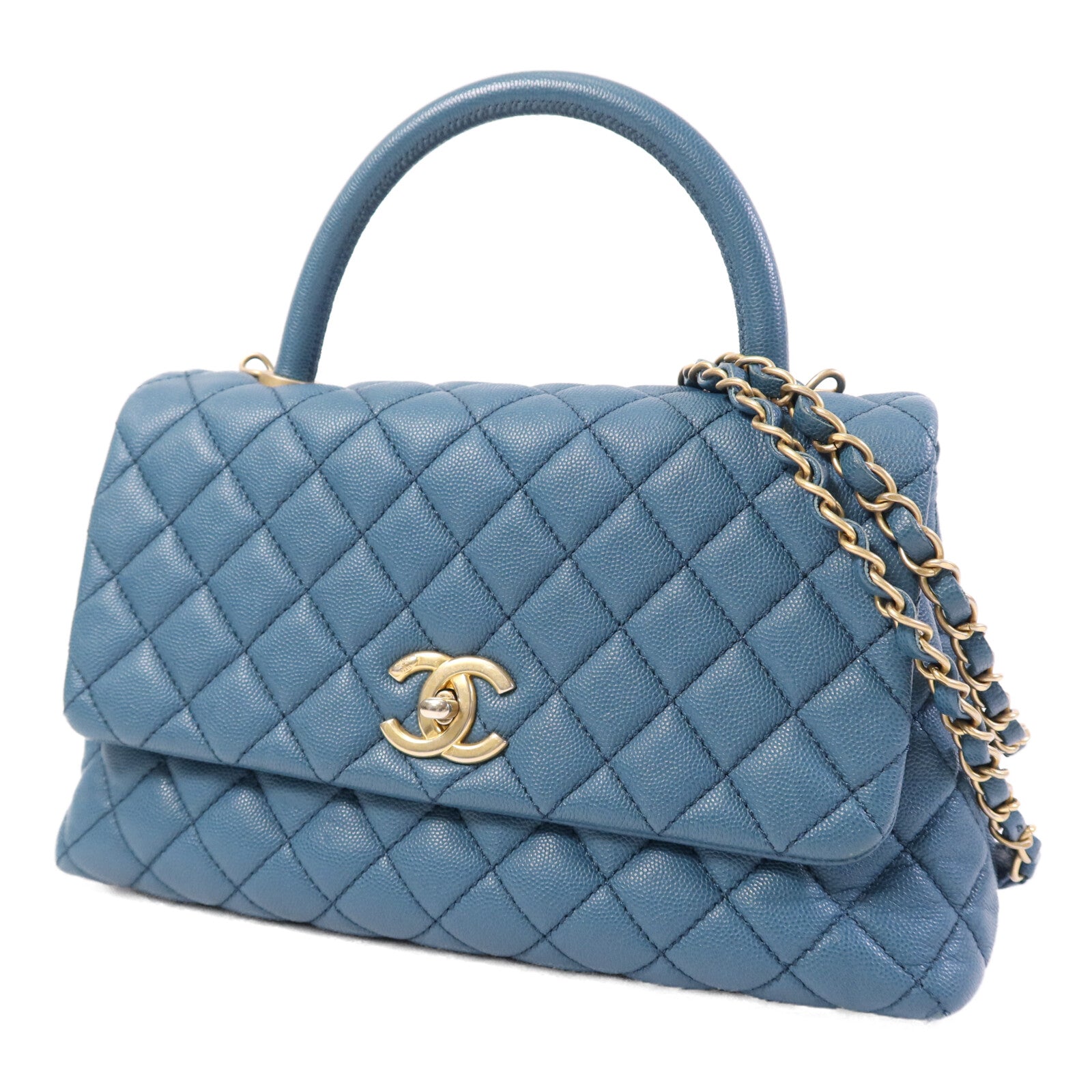 CHANEL 【激減優惠】牛皮皮革Coco Handle金扣鏈帶手挽肩背兩用袋