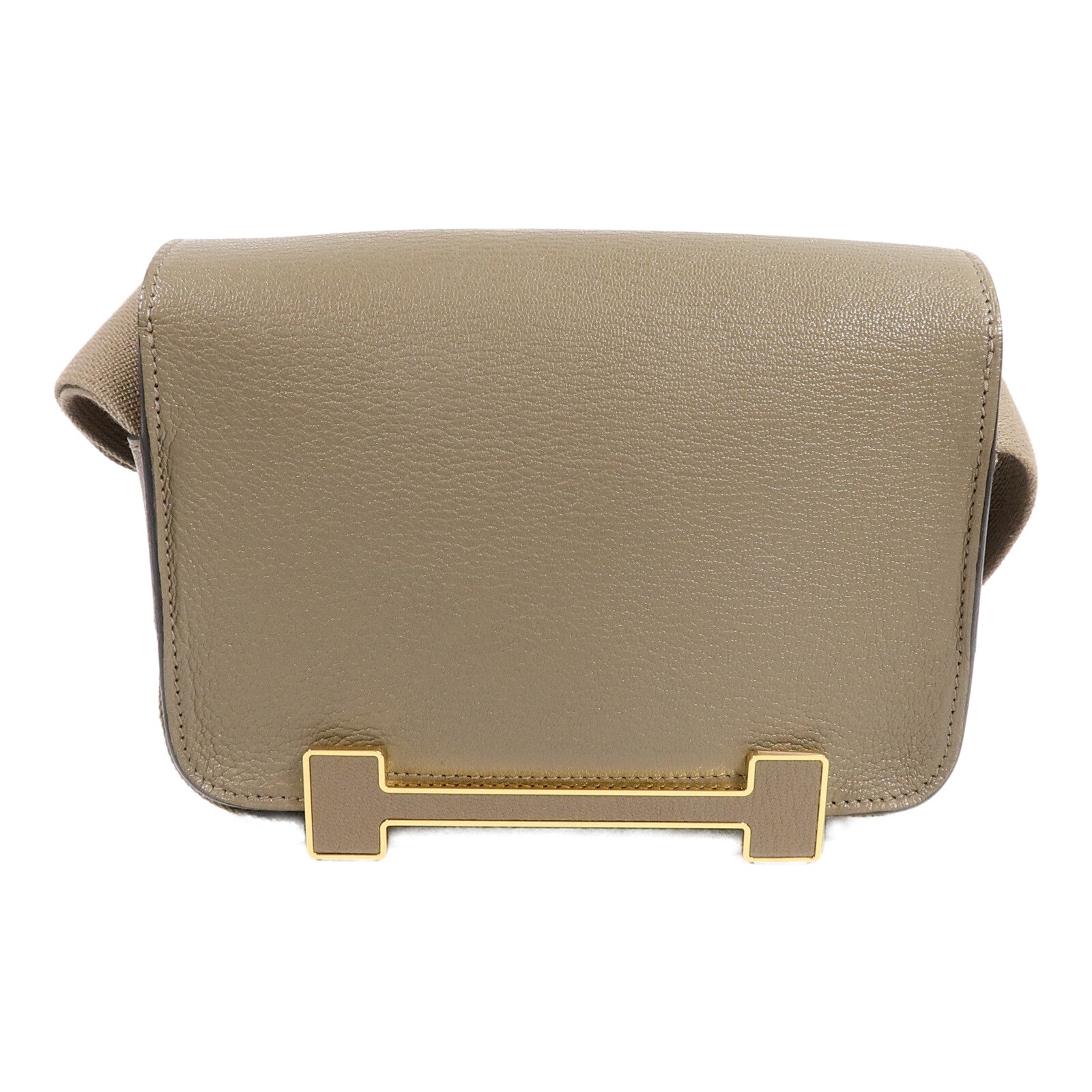 HERMES Chevre皮革Geta肩背袋Etoupe