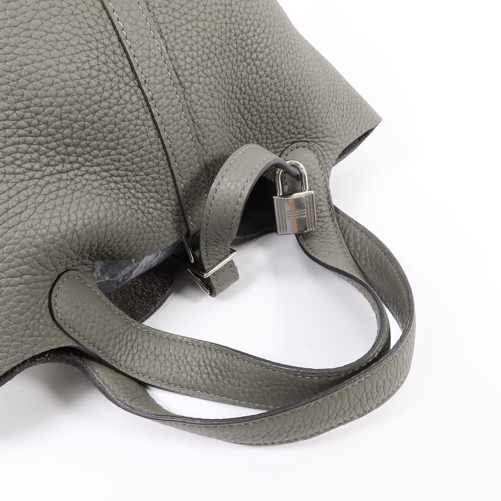HERMES Clemence皮革Picotin PM手挽袋Gris Meyer