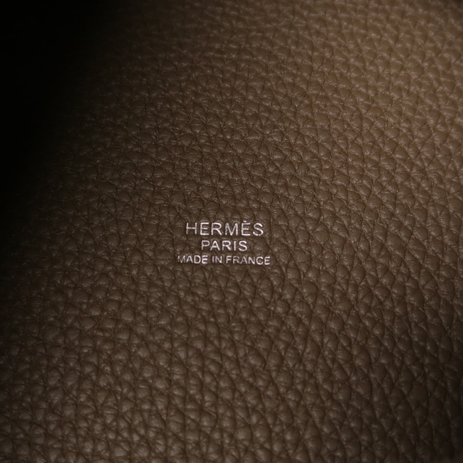 HERMES PHW Picotin MM Hand Bag/Bucket Tote Bag Clemence Leather Etoupe