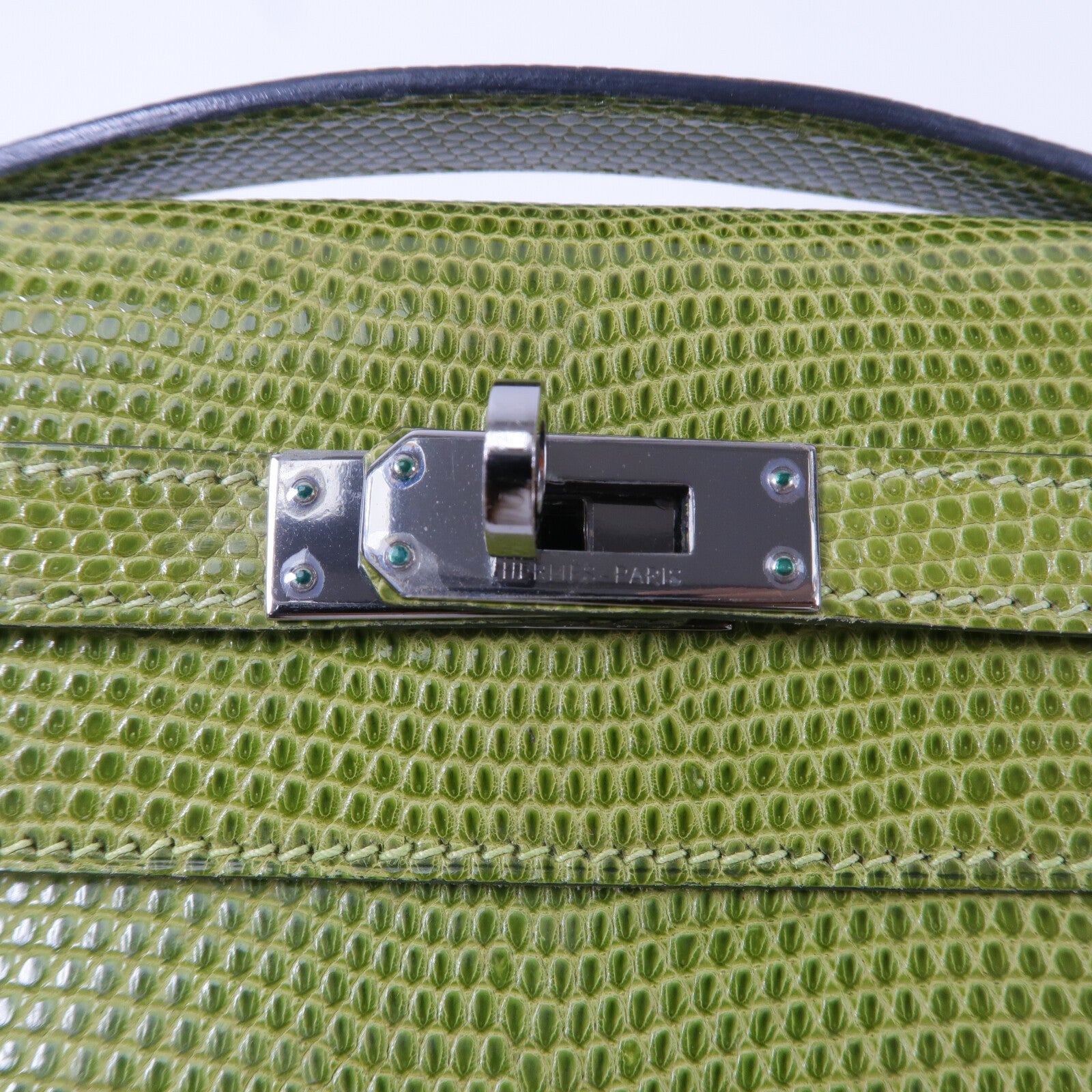 HERMES 蜥蝪皮革Kelly Pochette手挽袋Vert Anis