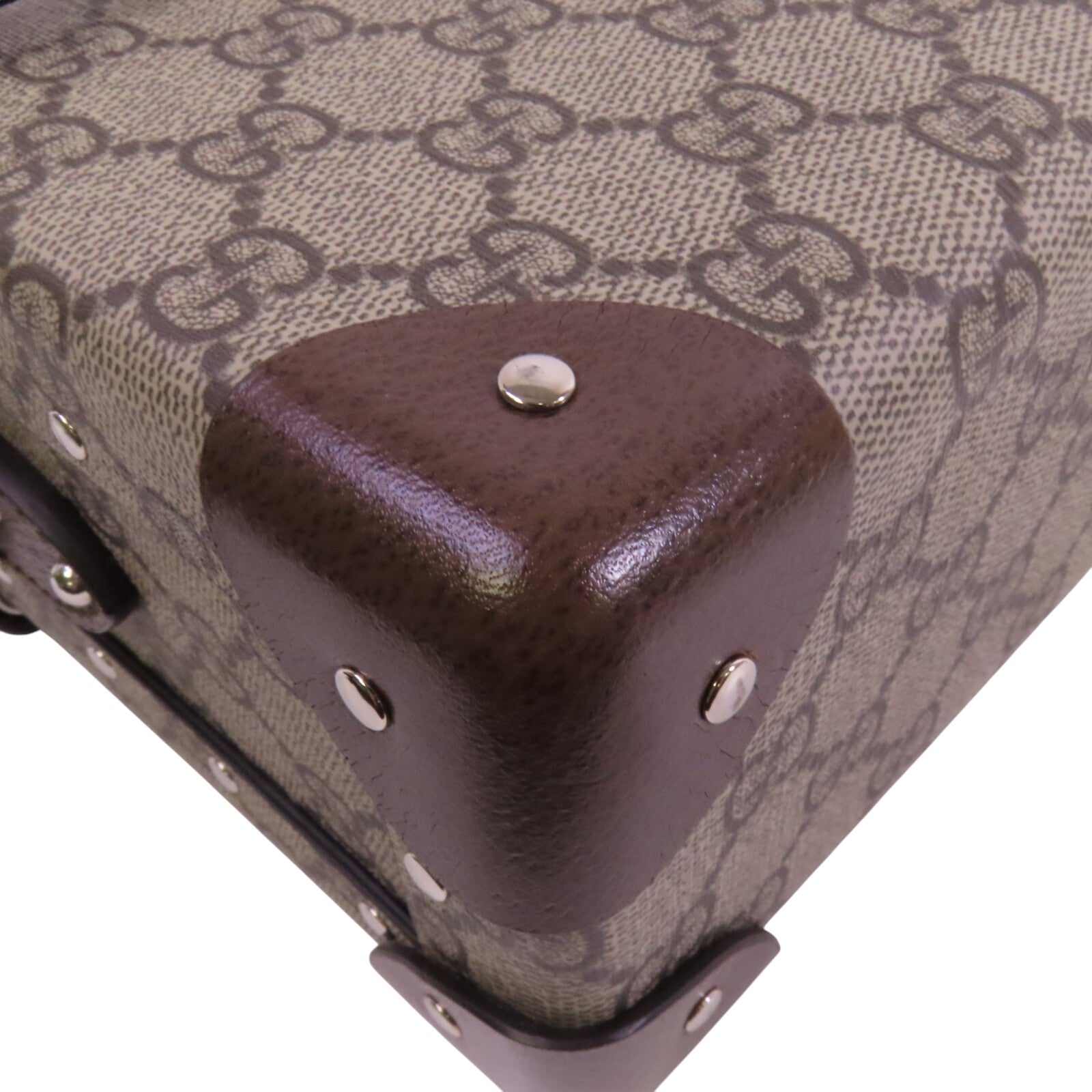 GUCCI 塗層帆布GG Beauty Case銀扣手挽肩背兩用袋