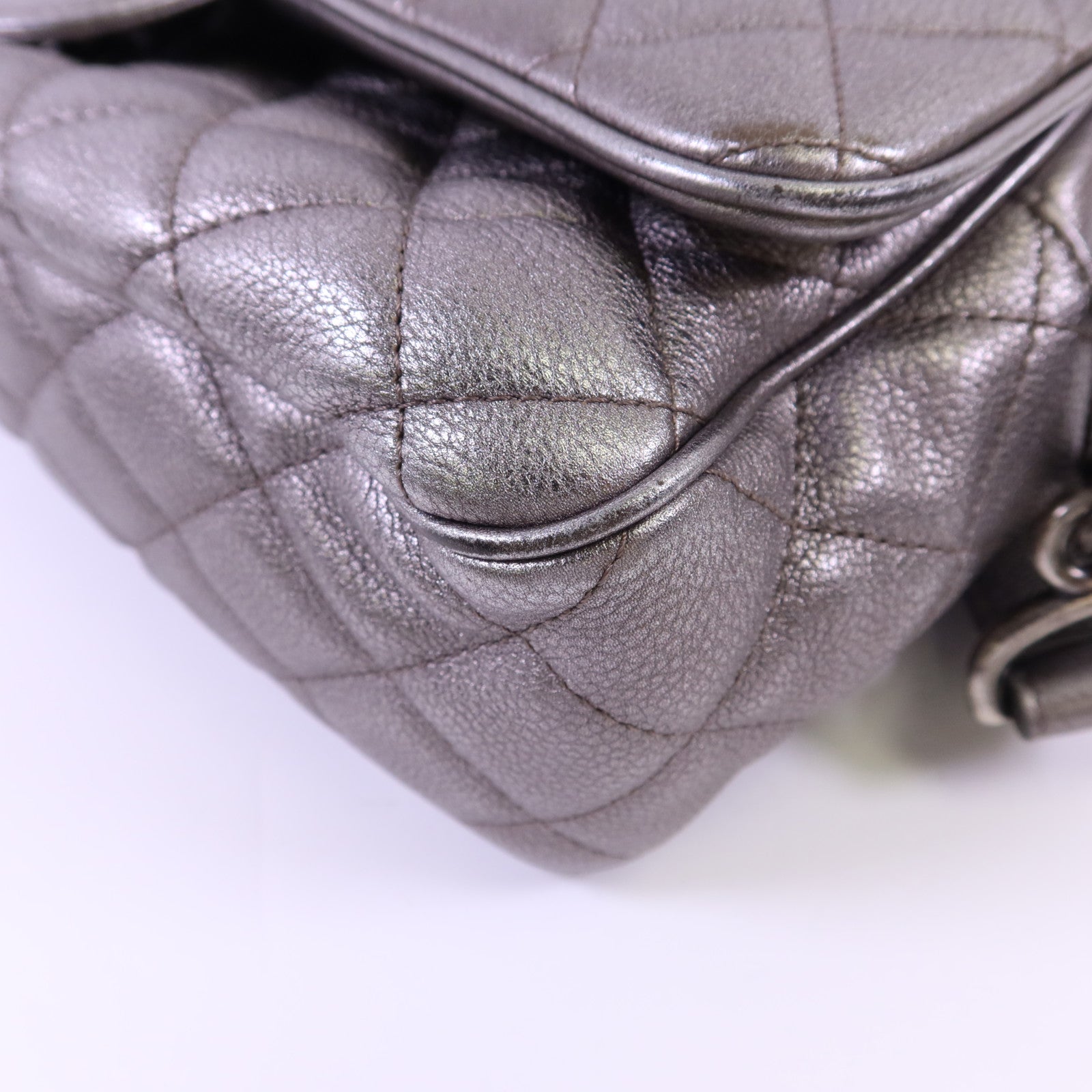 CHANEL 牛皮皮革Chain Shoulder銀扣鏈帶肩背袋