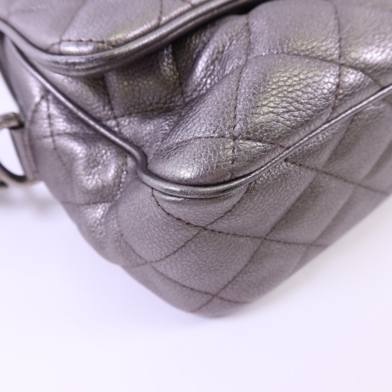 CHANEL 牛皮皮革Chain Shoulder銀扣鏈帶肩背袋