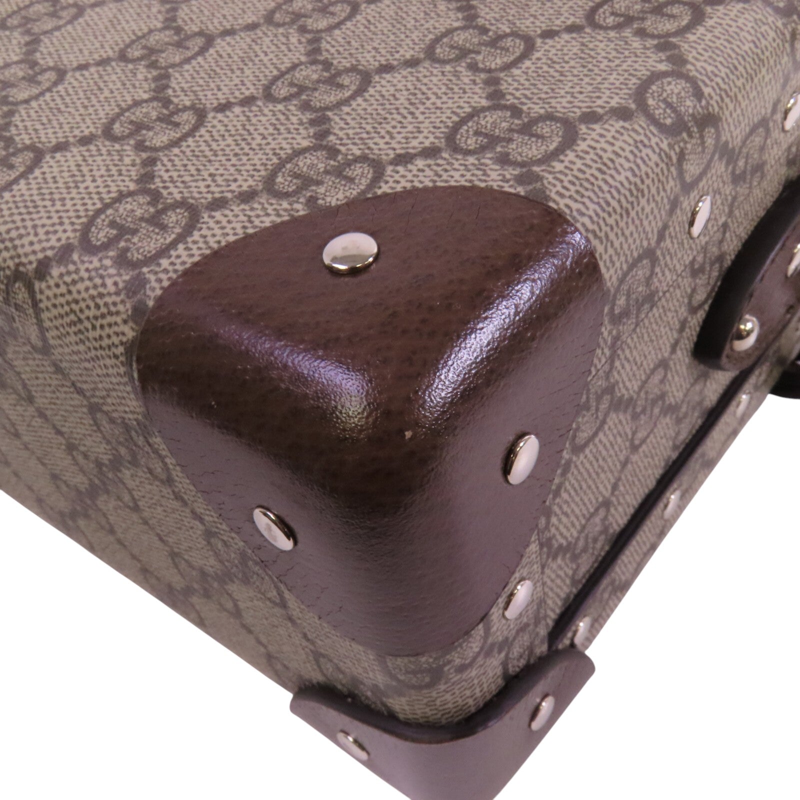 GUCCI 塗層帆布GG Beauty Case銀扣手挽肩背兩用袋