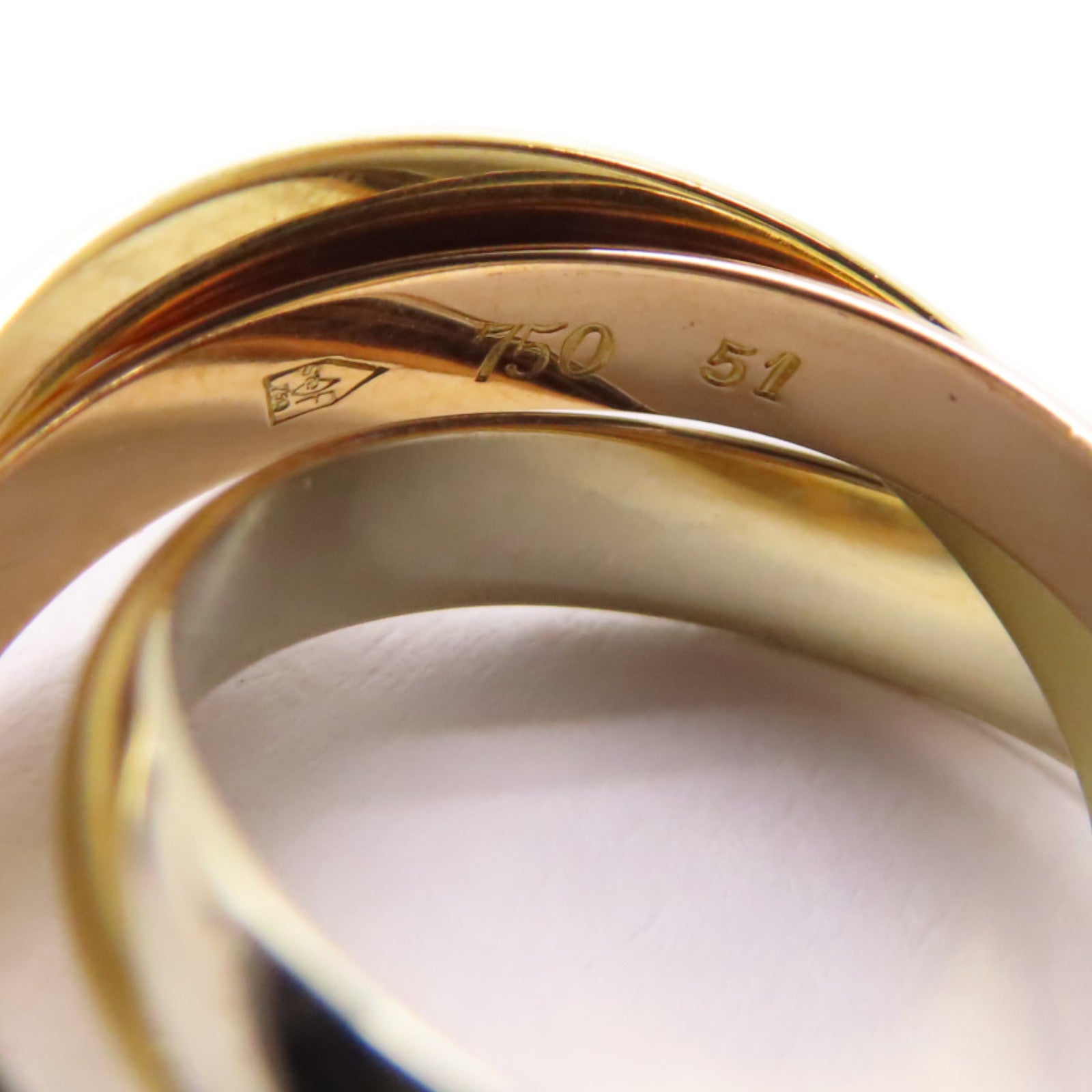 CARTIER 18K黃金/白金/玫瑰金Trinity戒指US#5.75/Cartier#51