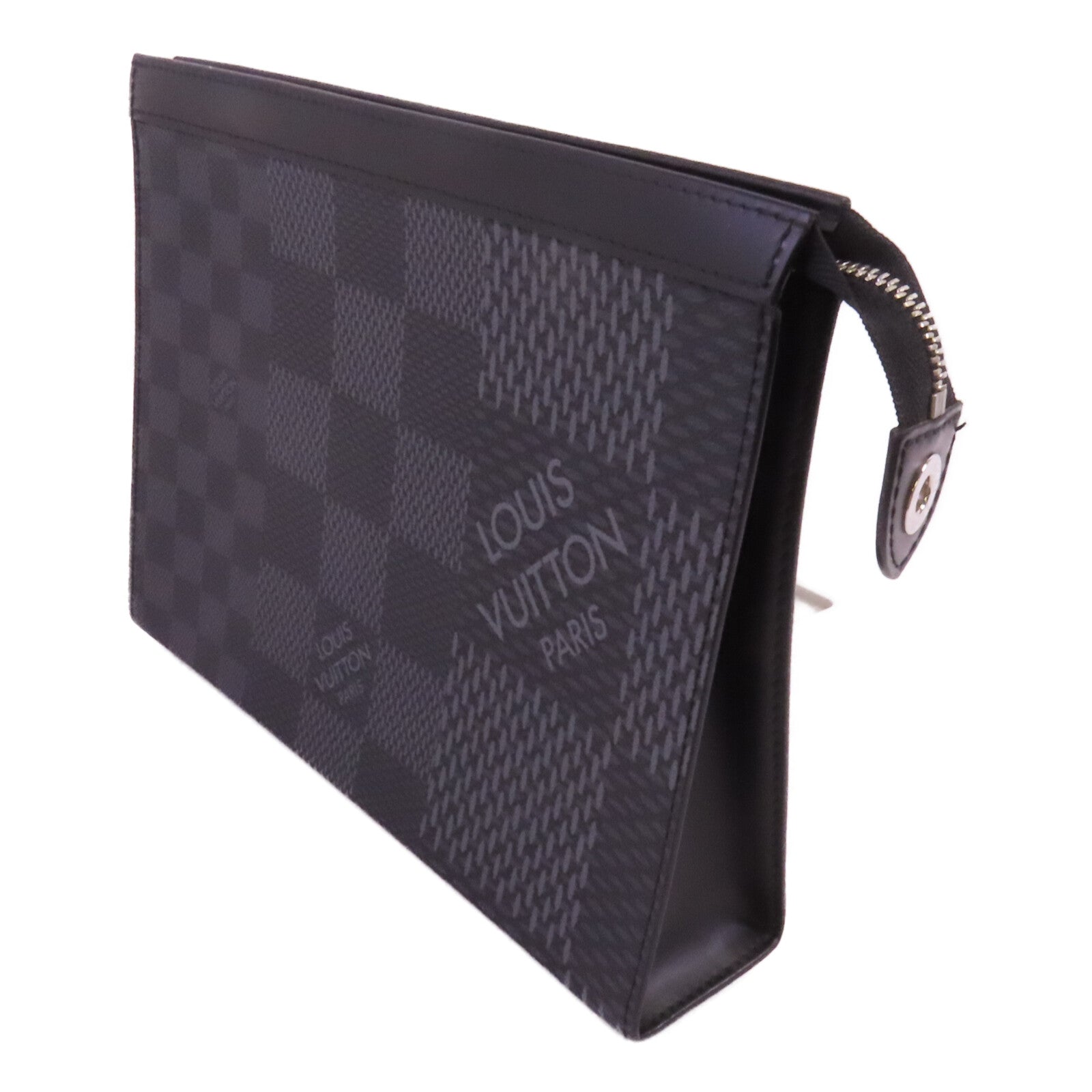LOUIS VUITTON Damier Graphite Pochette Voyage銀扣手拿包